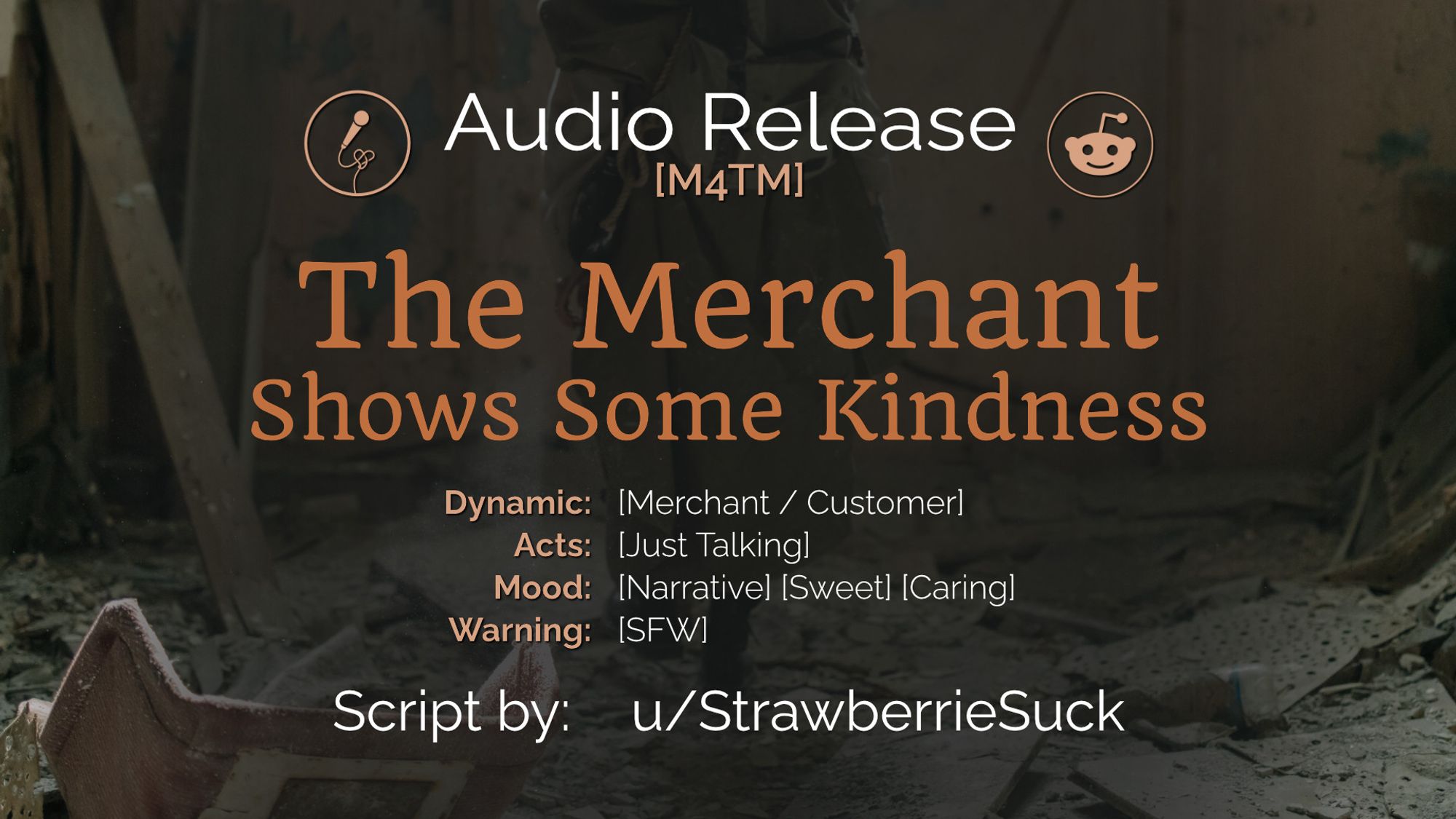 Audio release. M4TM. The Merchant Shows Some Kindness. Merchant / customer, just talking, narrative, sweet, caring, SFW. Script by u/StrawberrieSuck.