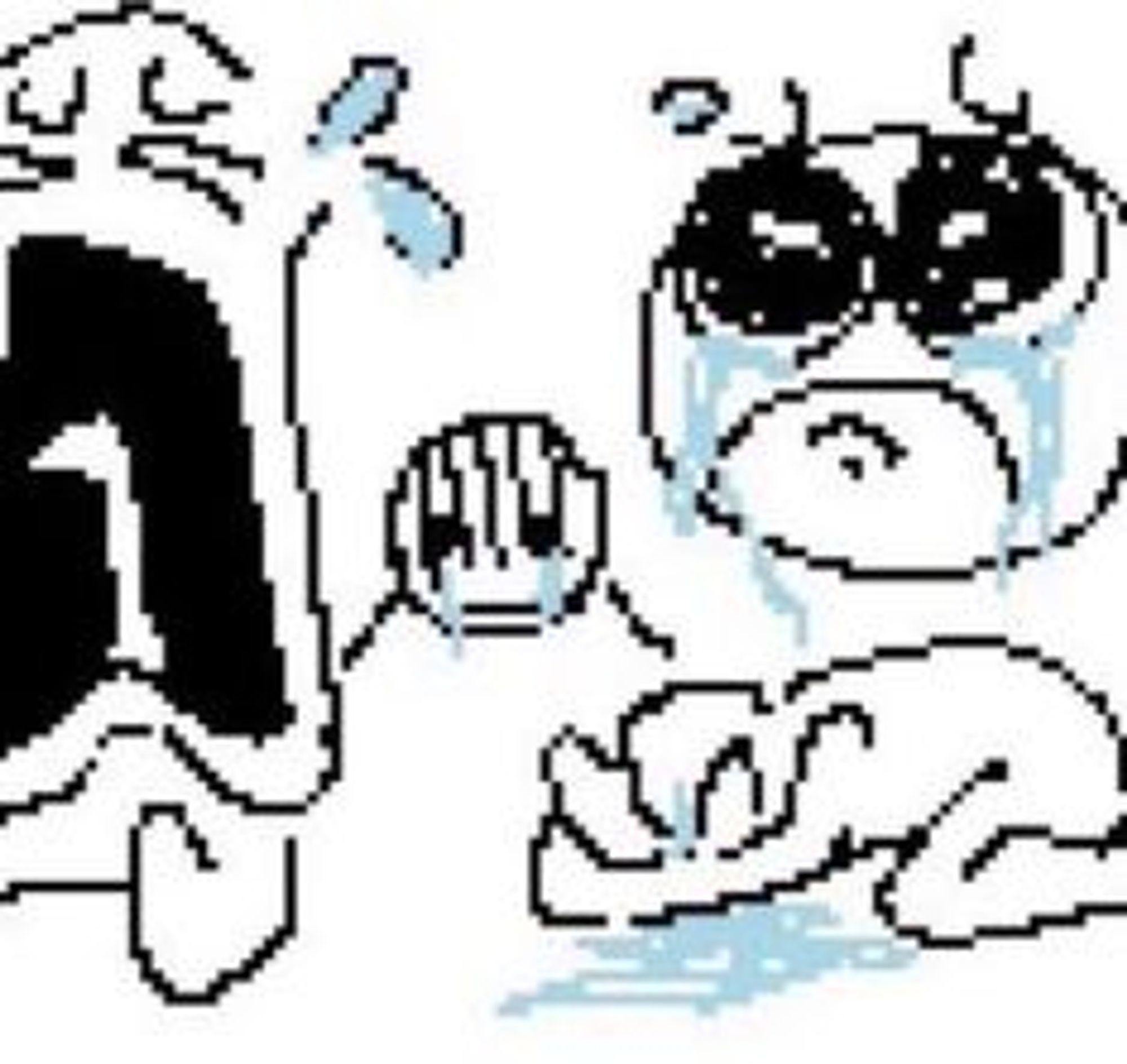 ms paint drawing of various characters crying loudly