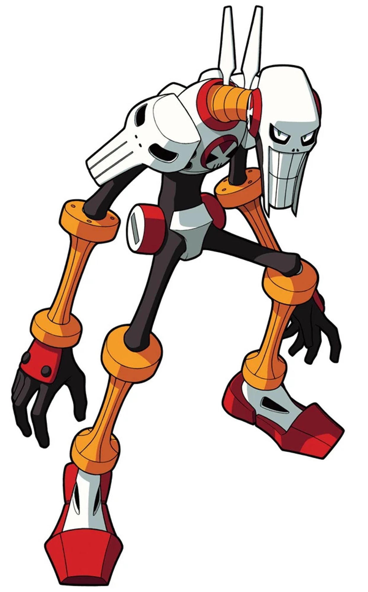 Official artwork of SkullMan.EXE from the Mega Man Battle Network games. Much more slender and stylized than his original Classic Mega Man design...