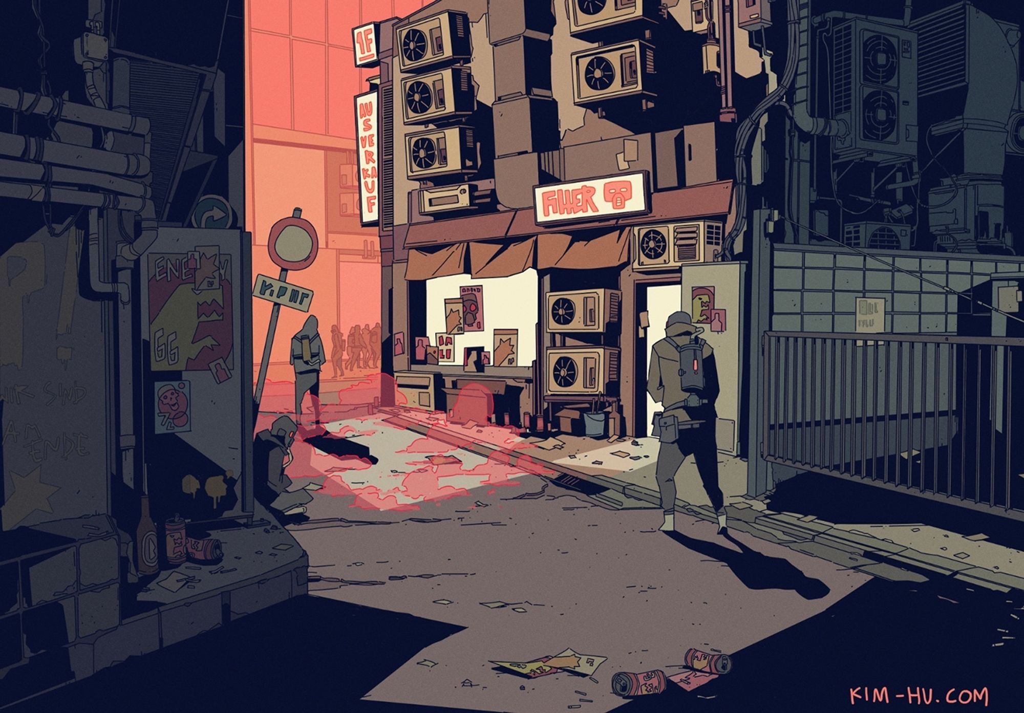 illustration of a dark back alley #kimgakaku