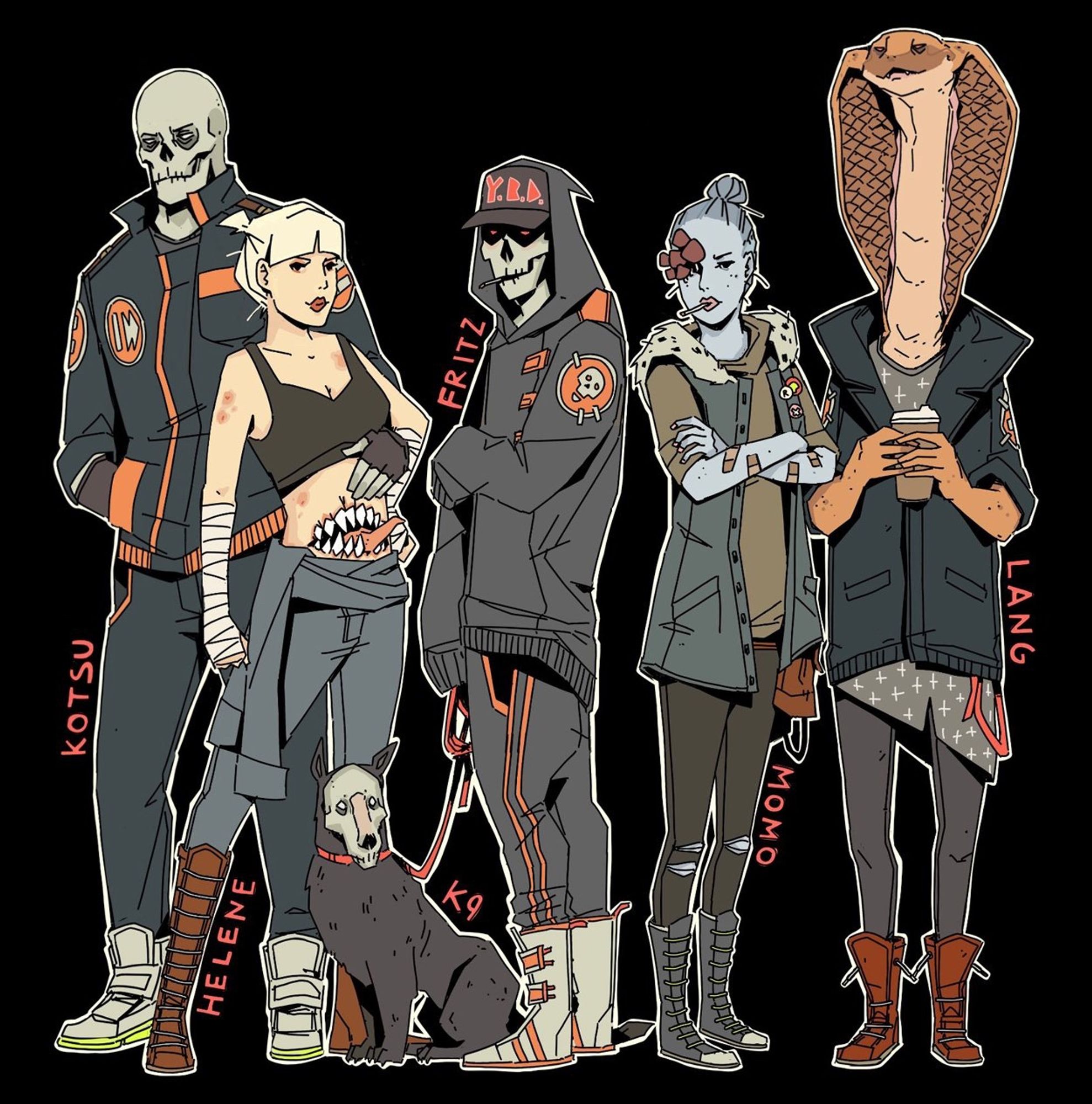 Lineup of my original characters, from my personal, yet unpublished comic project. #kimgakaku