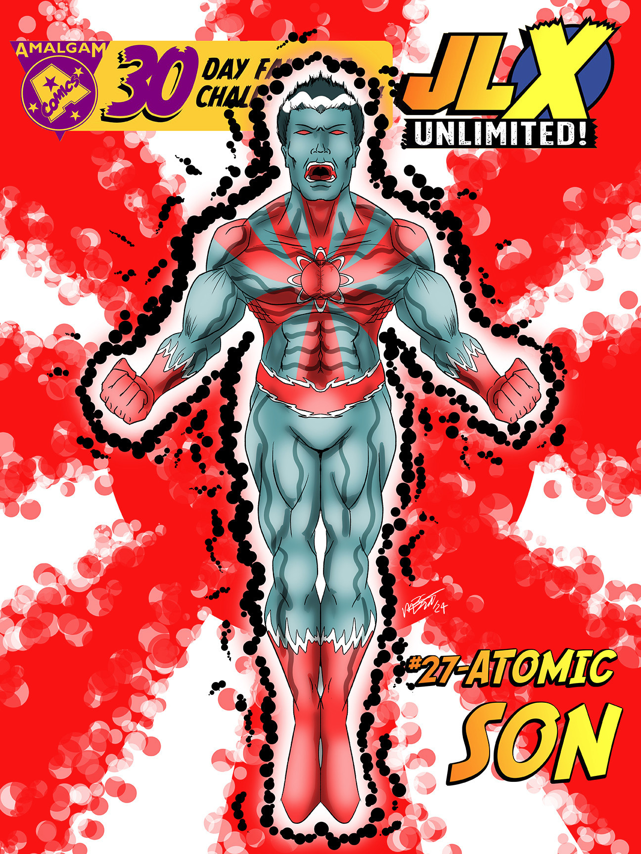 A fusion of Captain Atom from Justice League and Sunfire of the X-Men, called Atomic Son.