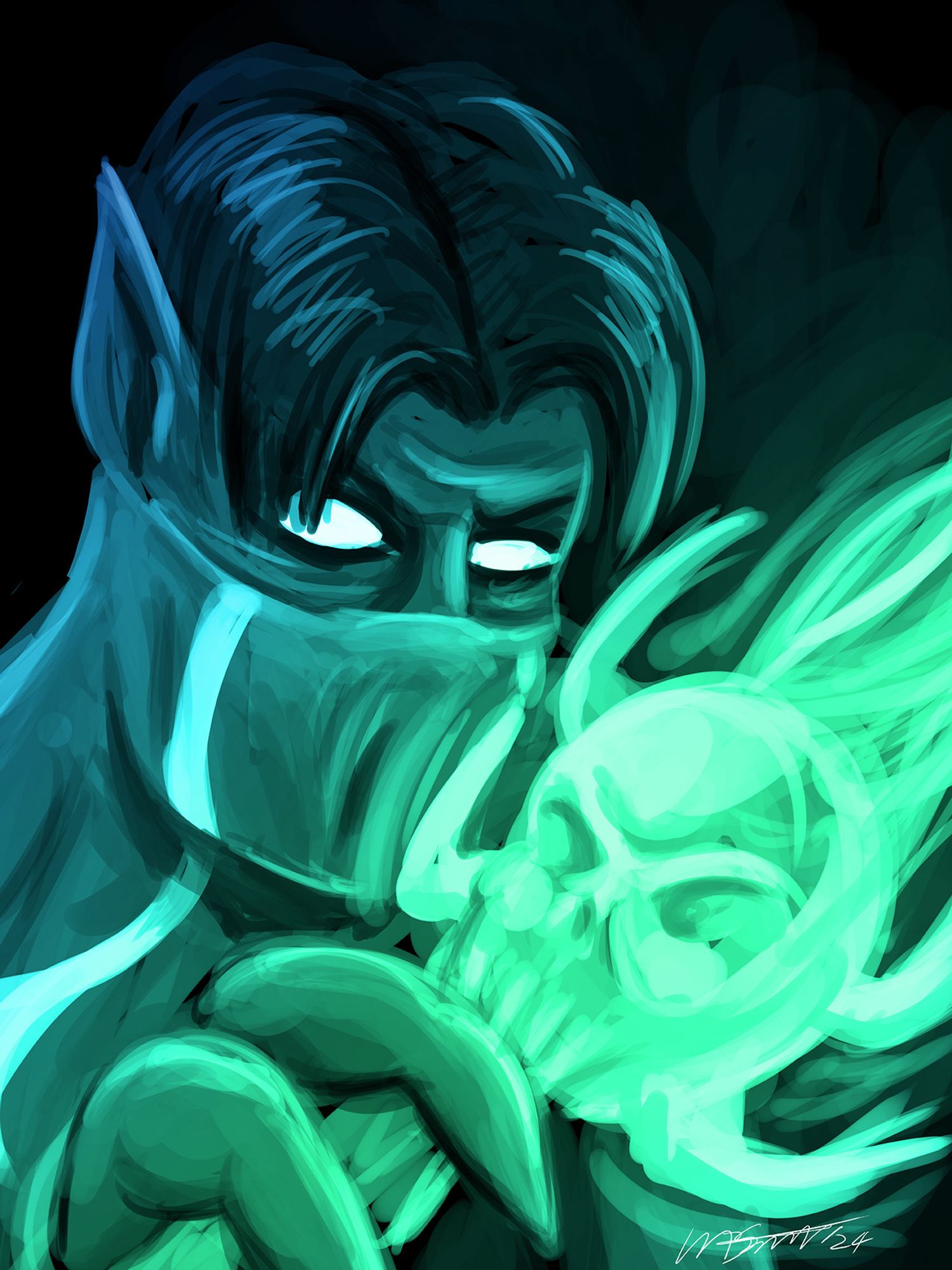 A closeup of Raziel from Legacy of Kain: Soul Reaver.