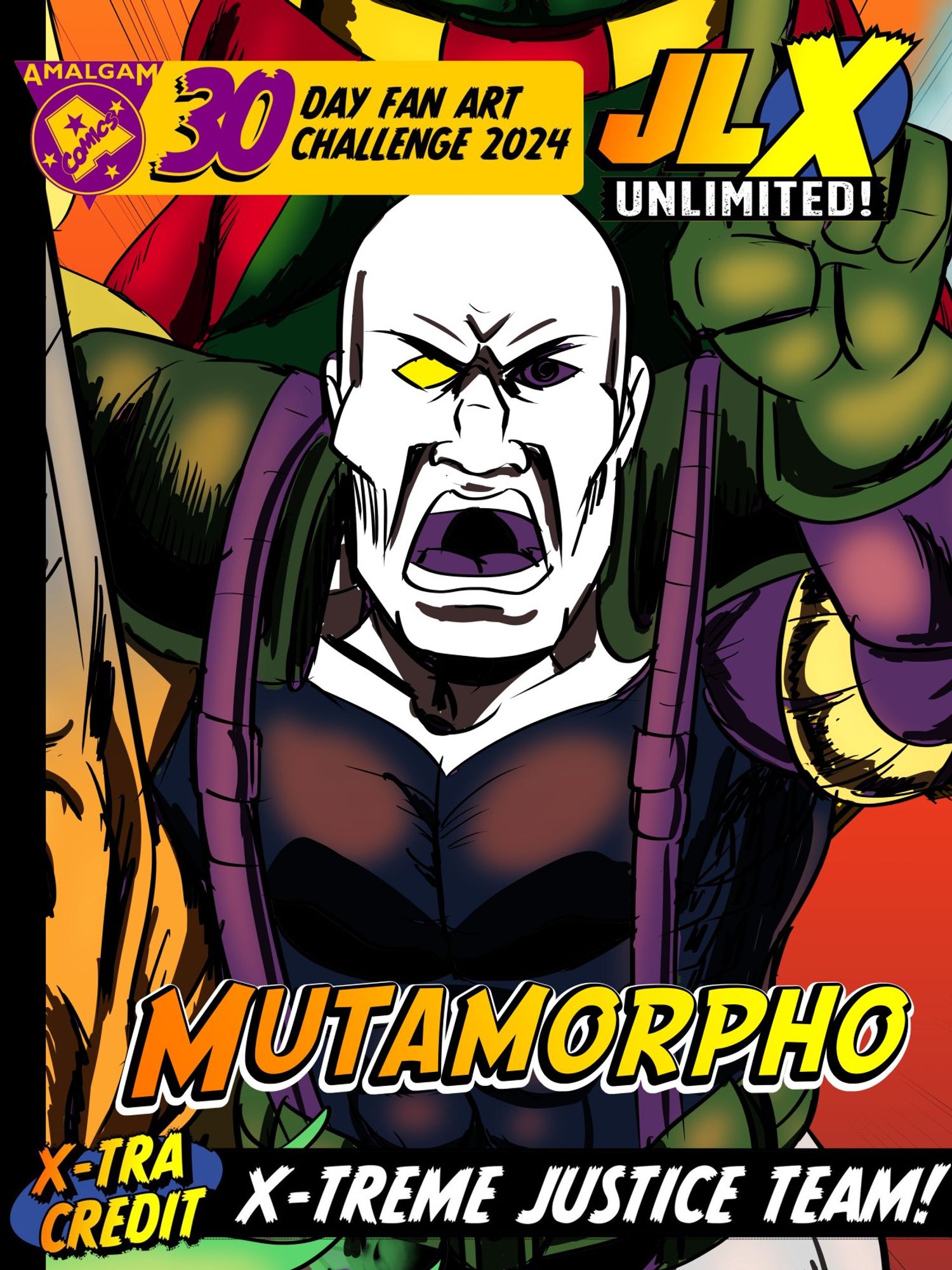 A fusion of Metamorpho from the Justice League and Cable of the X-Men, called Mutamorpho.