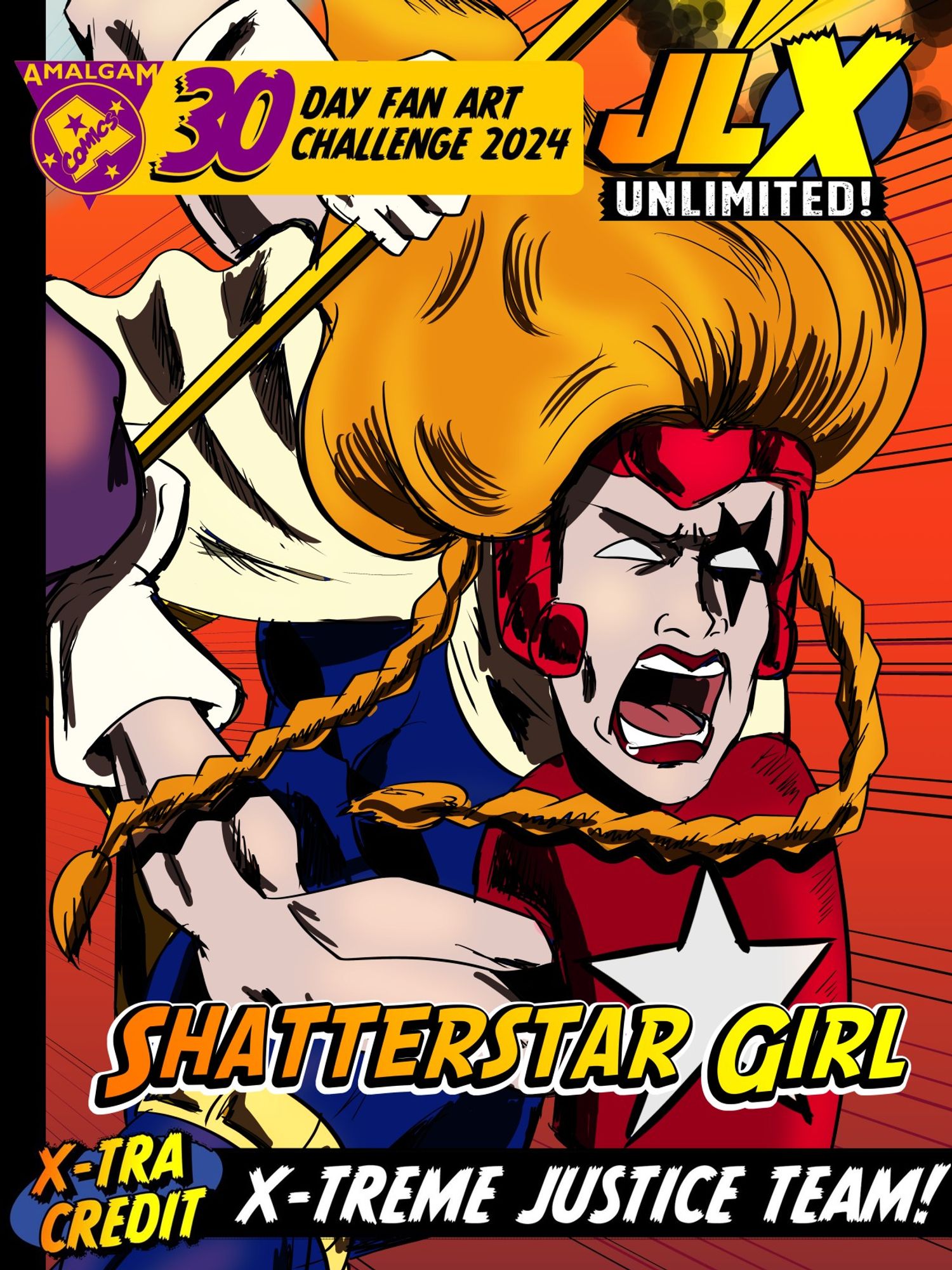 A fusion of Stargirl from the Justice League and Shatterstar of the X-Men, called Shatterstar Girl.