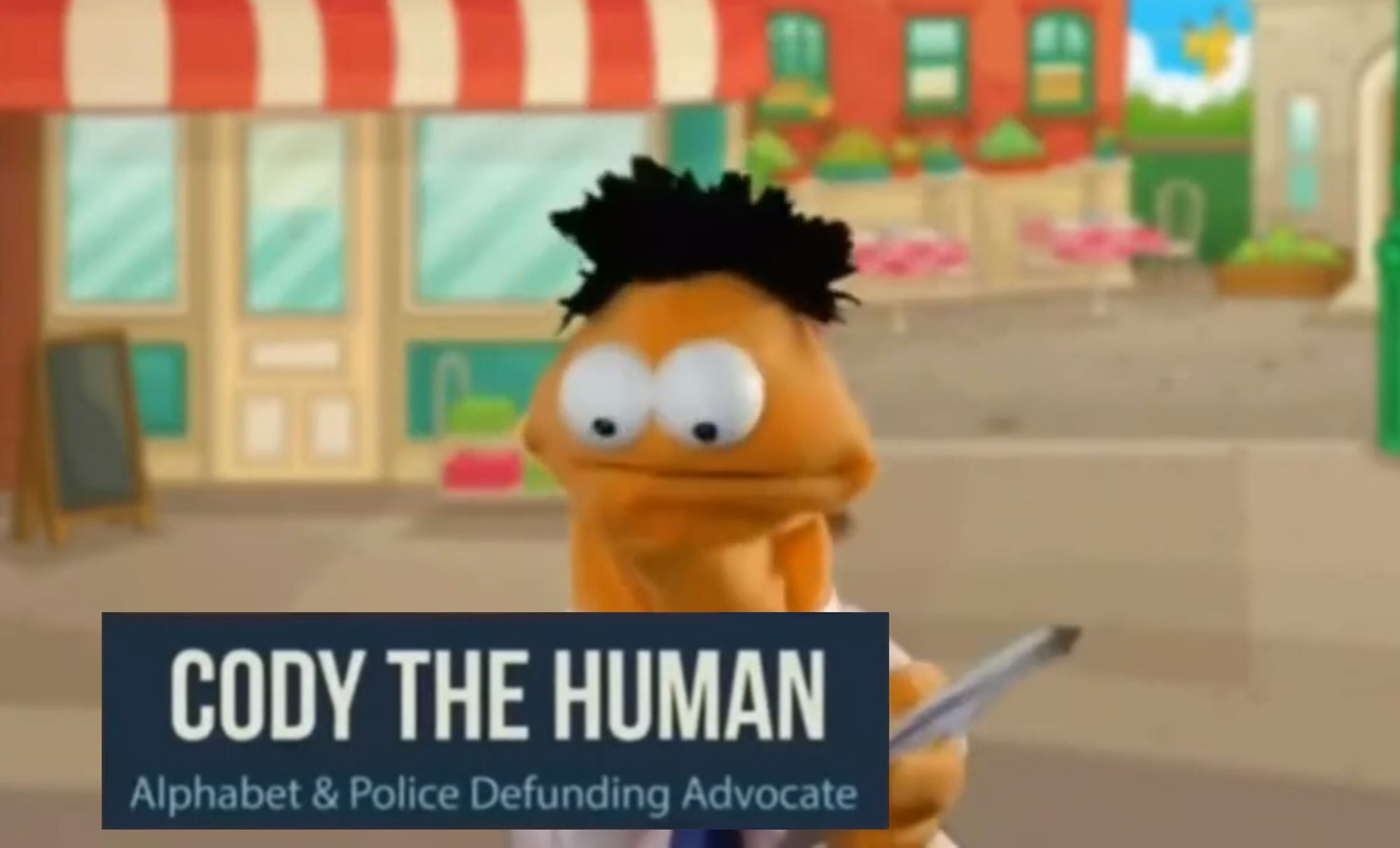 Cody the Human, a perfectly normal and entirely reliable news reader.

And definitely not a puppet.