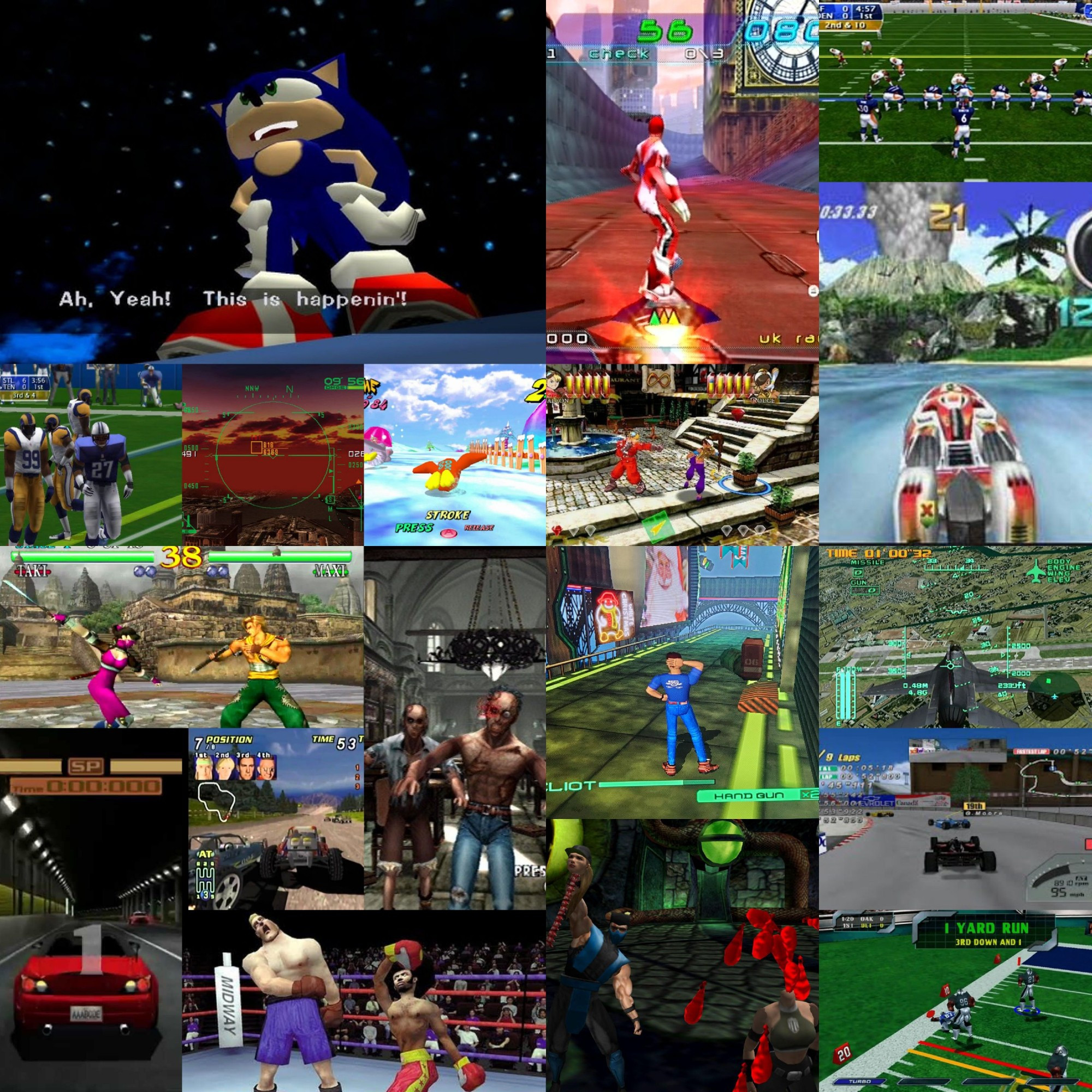 Collage of Sega Dreamcast 9/9/99 launch games