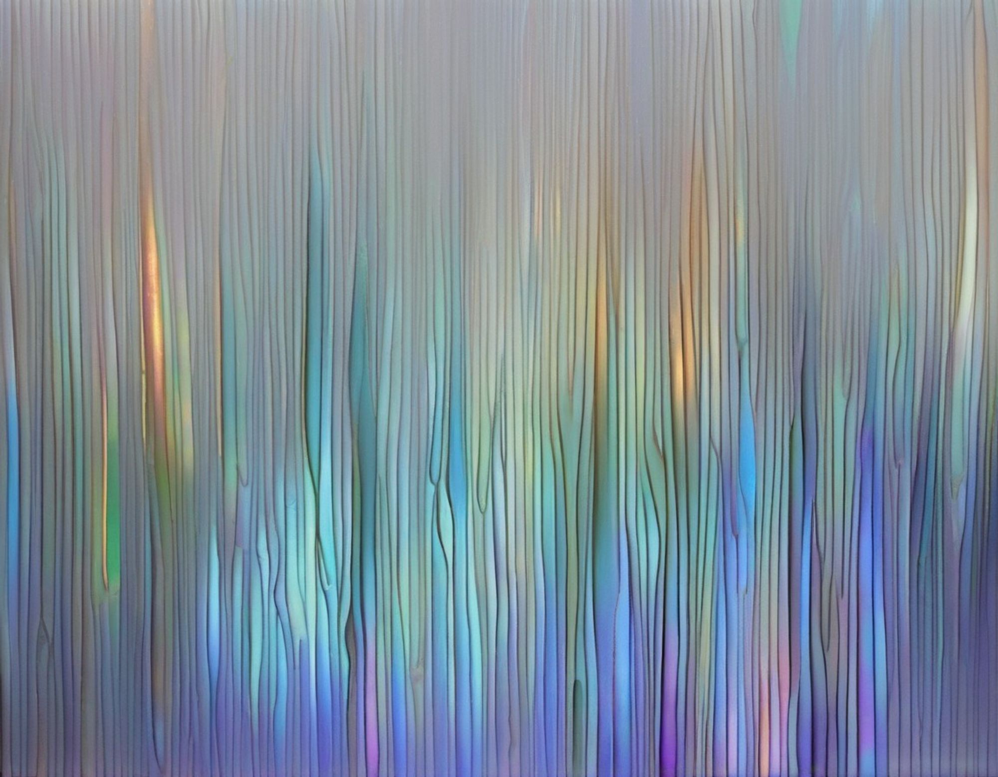 A minimalist curtain fabric design with vertical lines and iridescent colors, creating a flowing, ethereal glow with a calming ambiance. Abstract style.