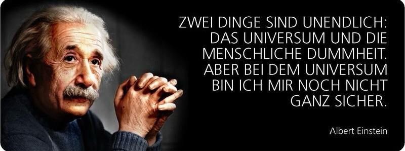 Zwei Dinge sind unendlich, das Universum und die menschliche Dummheit, aber bei dem Universum bin ich mir noch nicht ganz sicher.