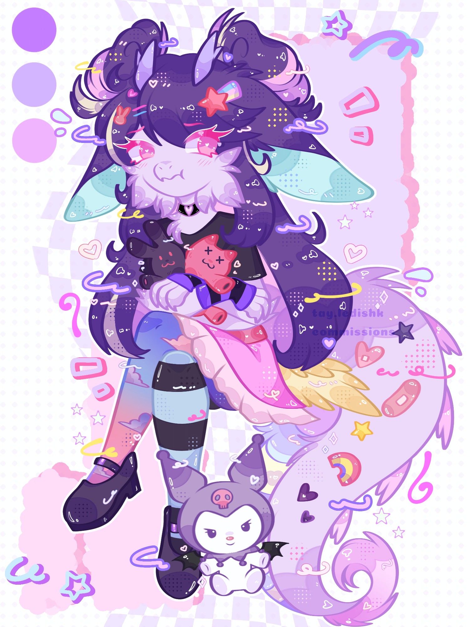 Furry cute dragon girl purple