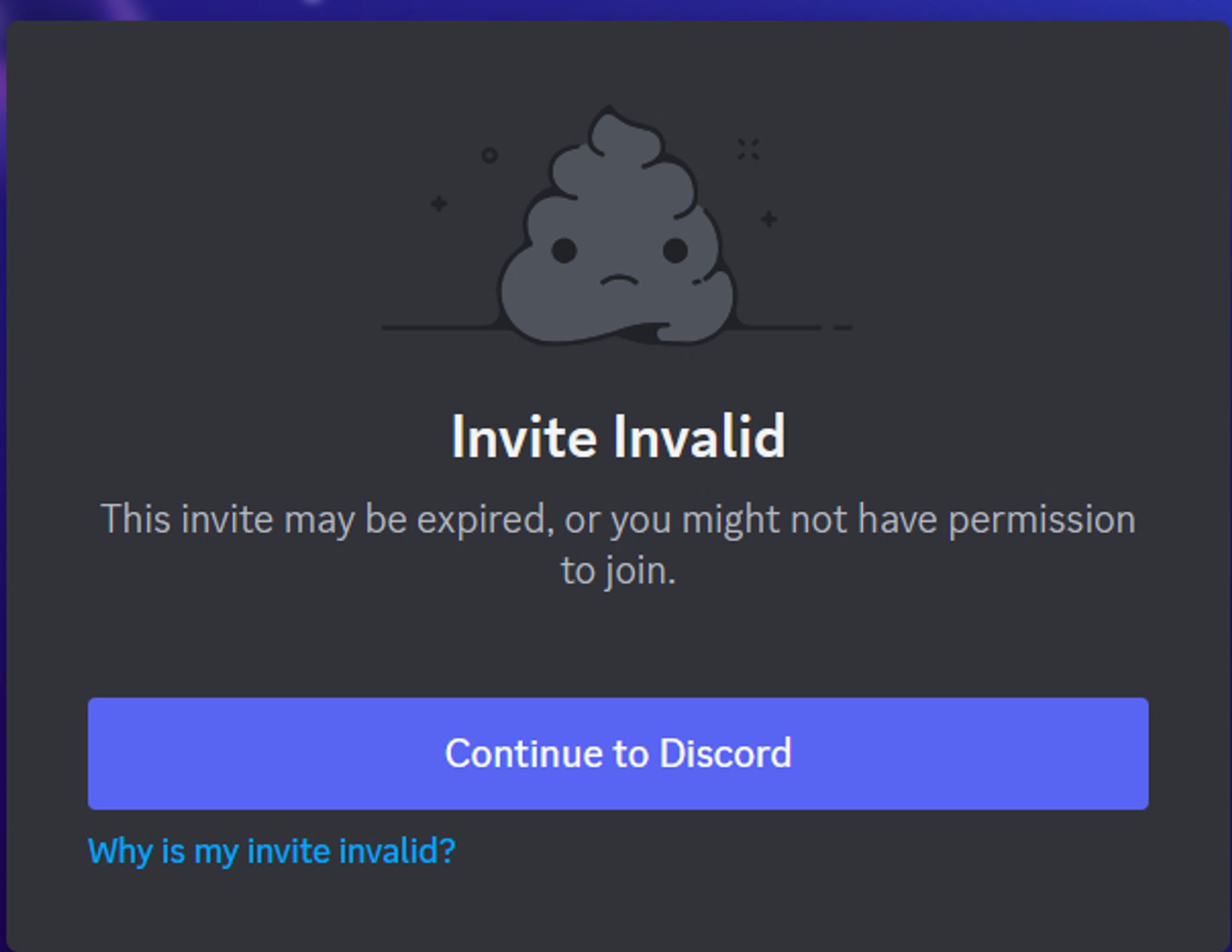 Invite Invalid