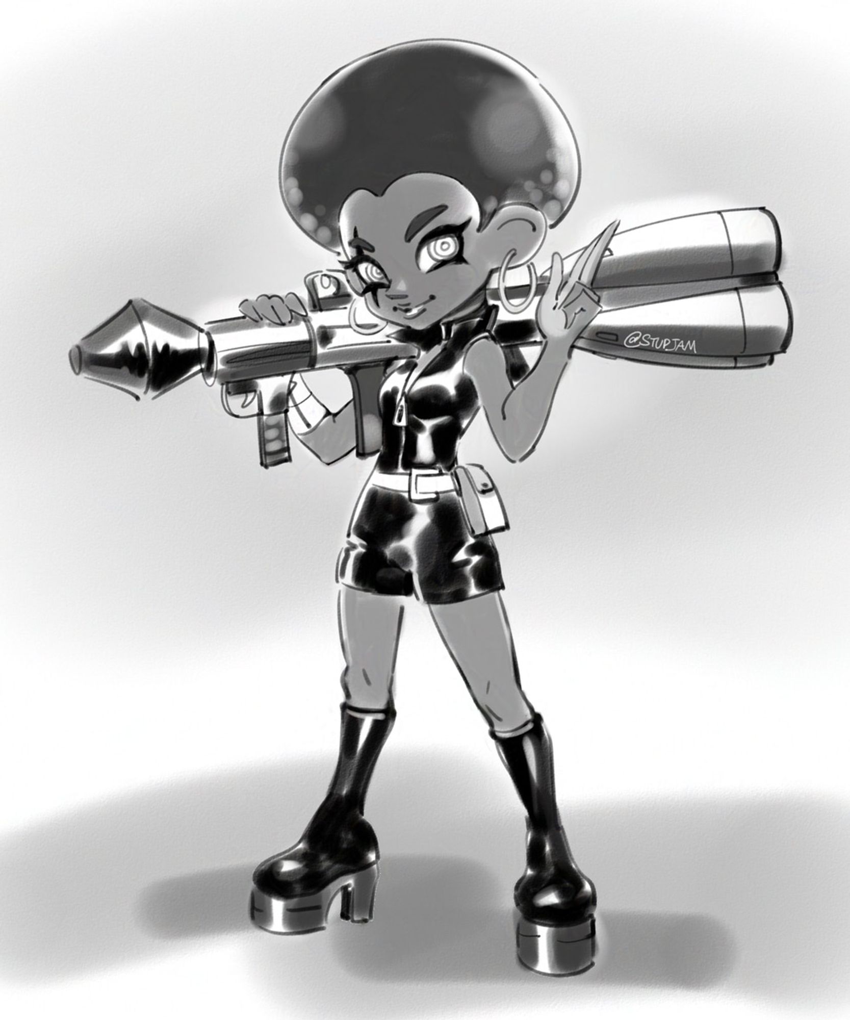 houston 3 as an octoling. she's some kind of disco diva cyborg assassin