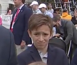 Pete Hegseth's son experiencing a moment of life-changing cringe at the White House Easter event