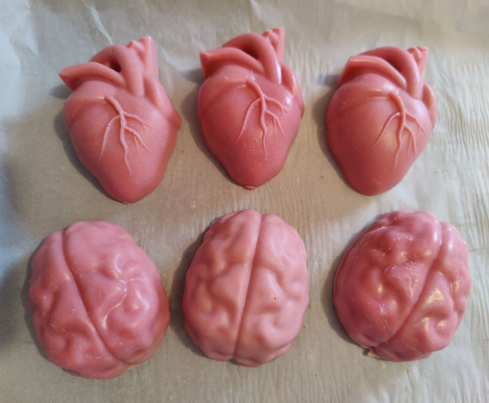 Heart and brain shaped soaps