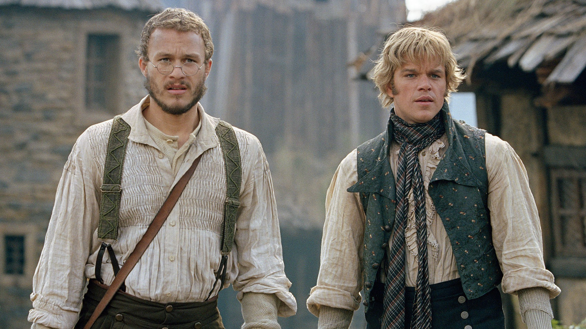 Heath Ledger and Matt Damon in THE BROTHERS GRIMM