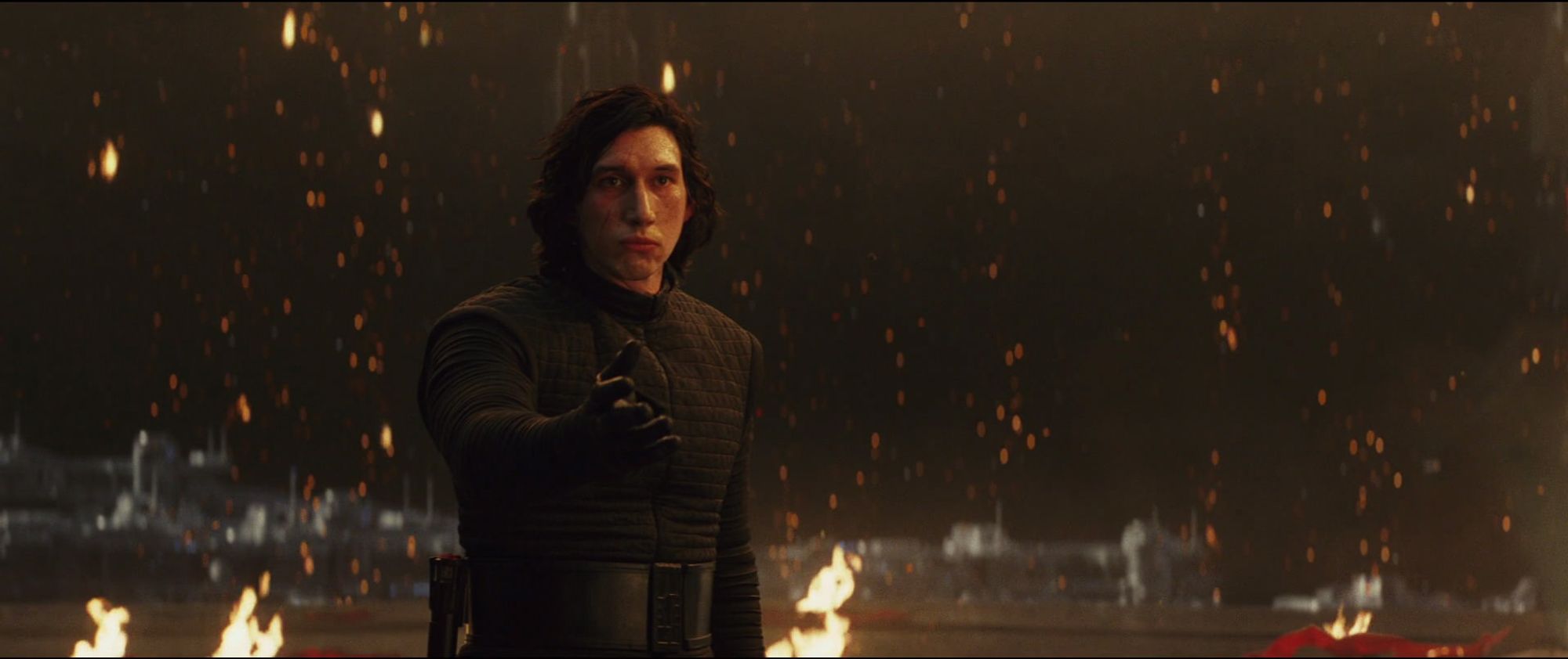 KyloRen holding hand out to Rey, Throne Room Aftermath, StarWars The Last Jedi