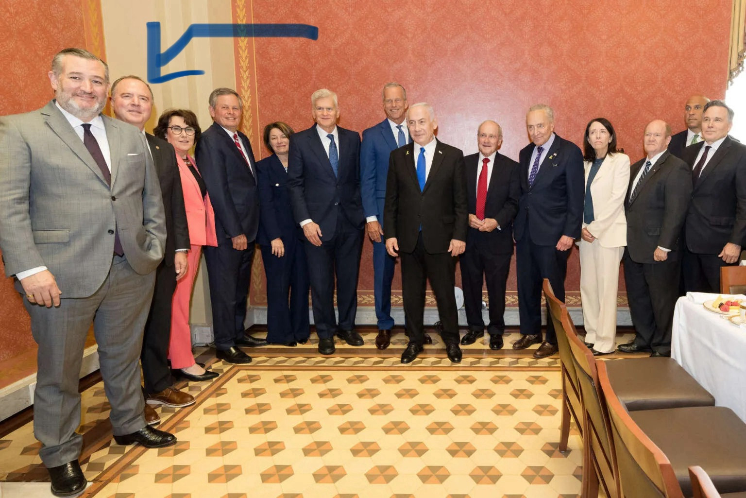 Adam Schiff, Ted Cruz and a bunch of other creeps fanboying genocidal maniac Benjamin Netanyahu a mere  two weeks ago