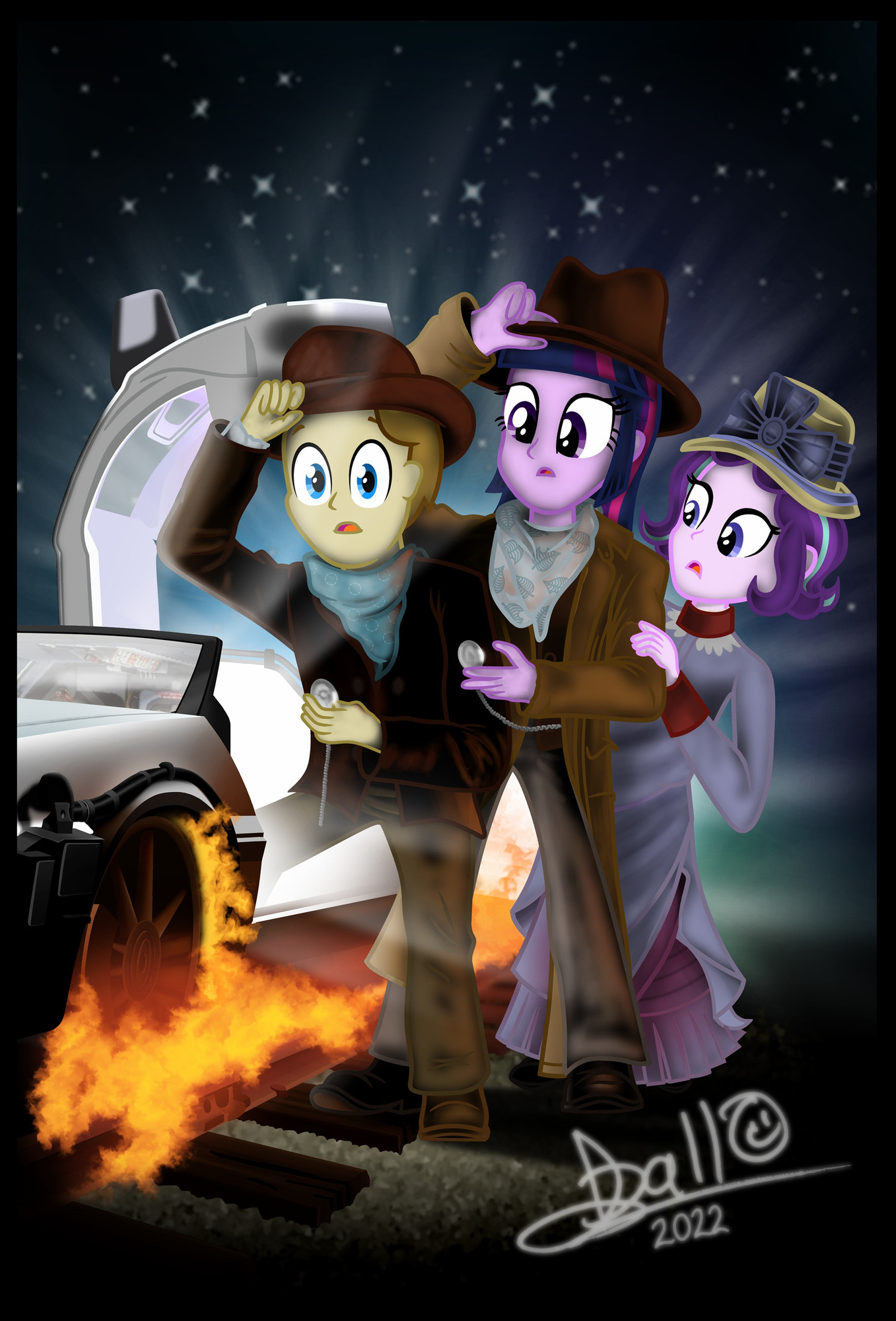 Poster from Back to the Future 3 with Tidmouth, Twilight and Starlight replacing Doc, Marty and Clara