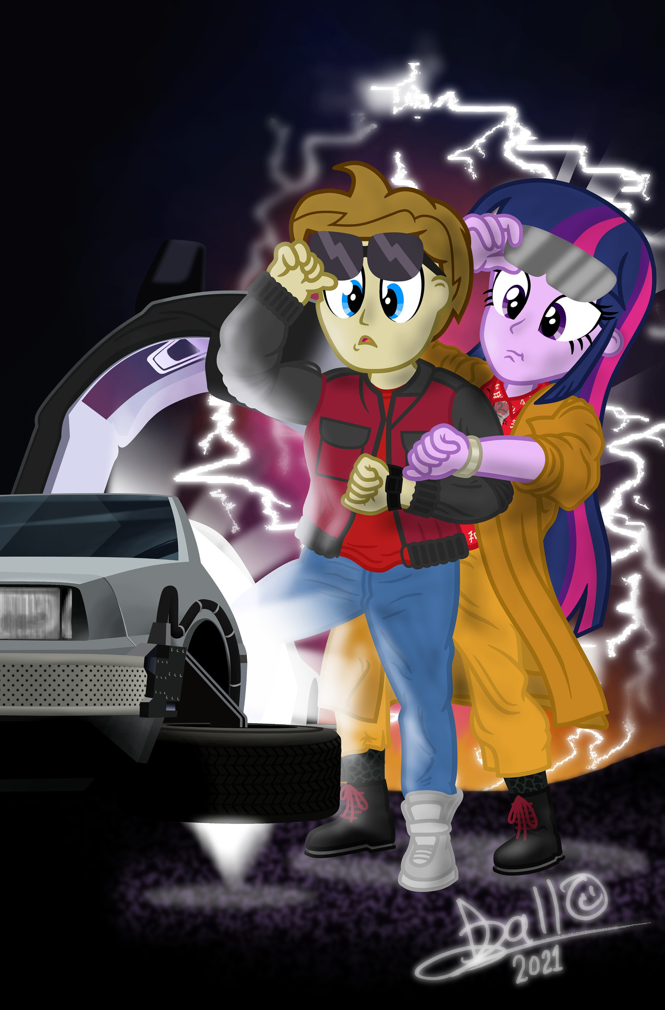 Poster from Back to the Future 2 with Tidmouth and Twilight replacing Doc and Marty