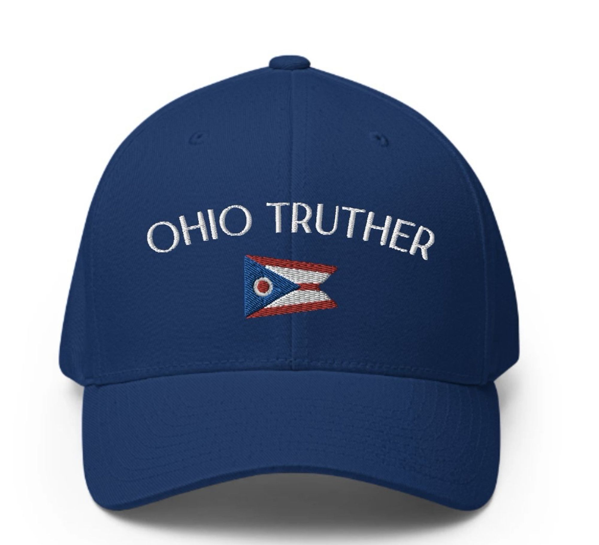 Blue baseball cap with Ohio flag and text that reads Ohio Truther