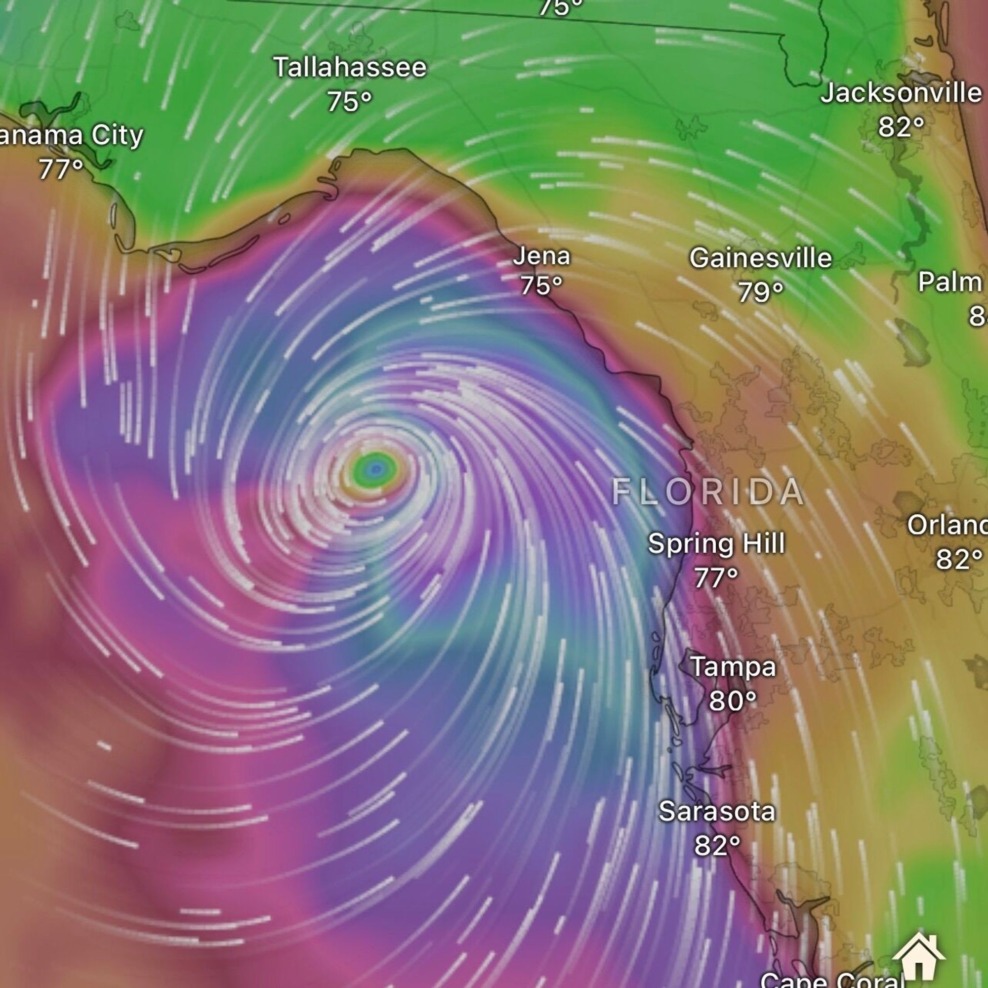 Color radar of hurricane Helene bearing down on Florida's panhandle 