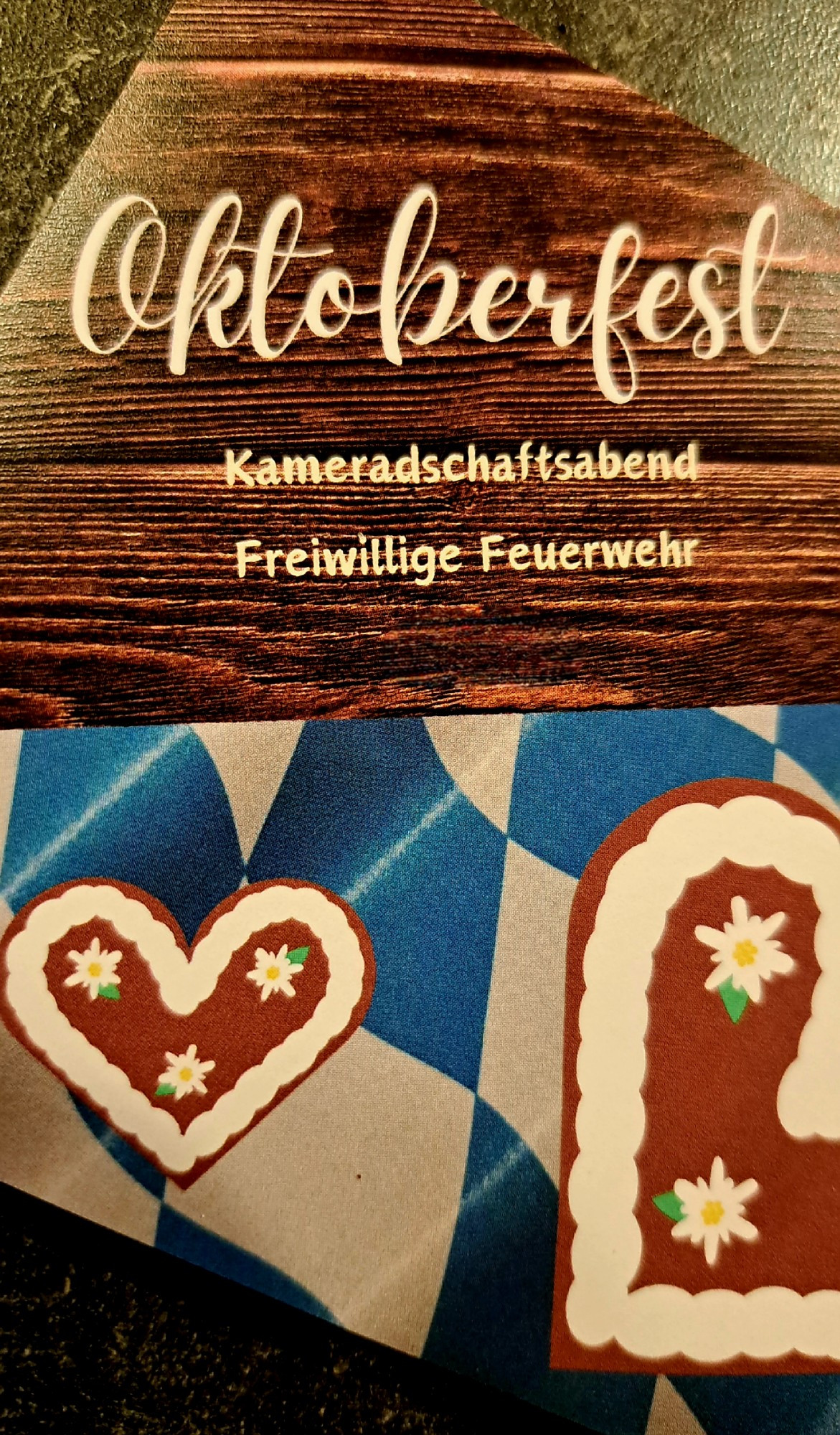 Einladungskarte zum "Oktoberfest Kameradschaftsabend Freiwillige Feuerwehr" 