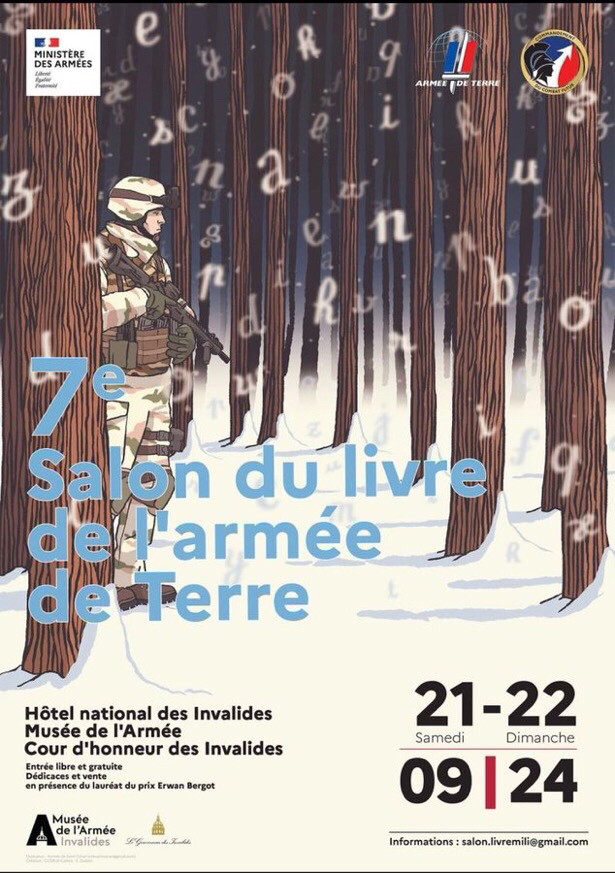 Affiche du 7eme salon du livre de l’armée de terre, les 21 et 22 septembre aux Invalides.