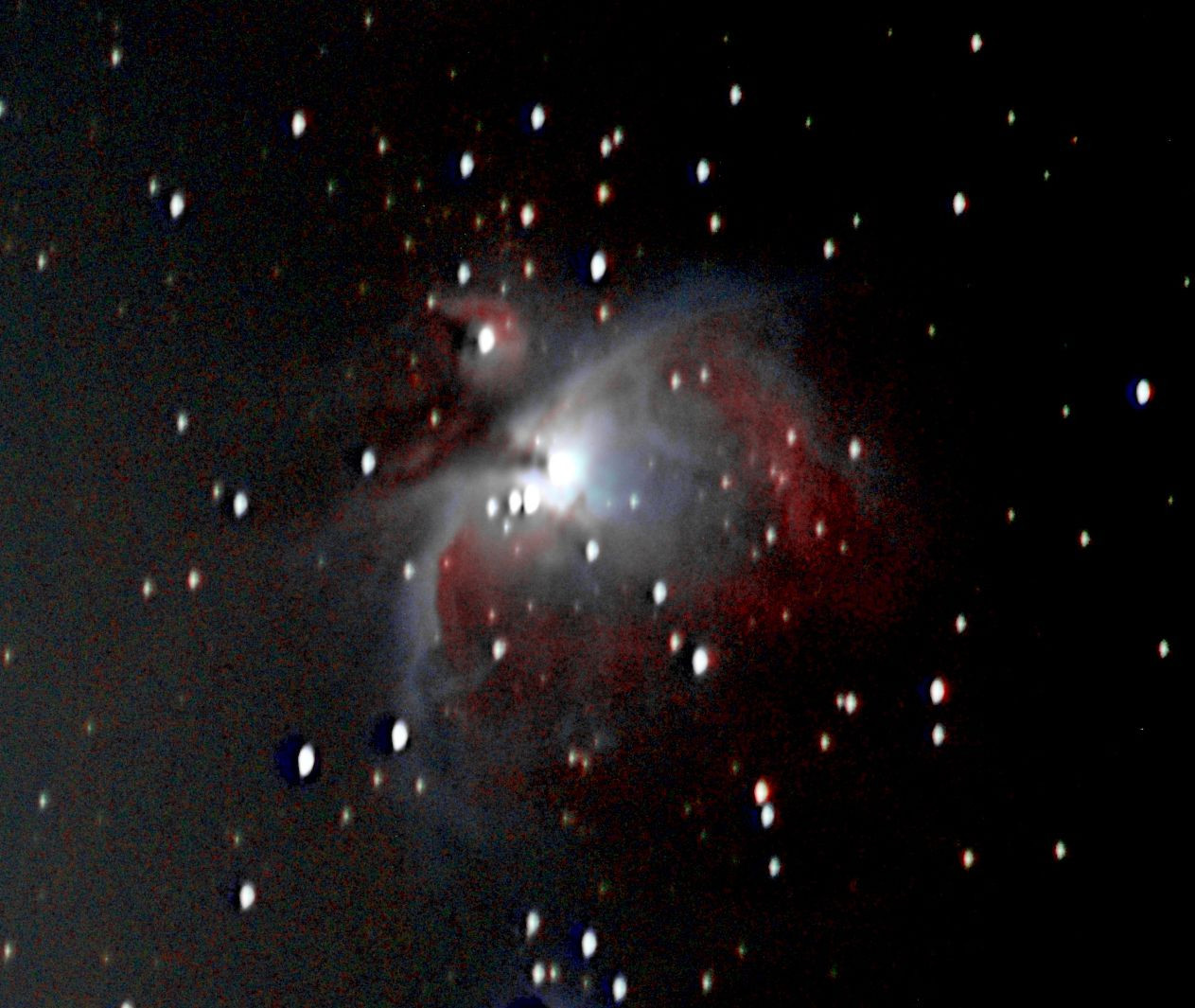 The Orion Nebula. A cloudy mass of new stars.