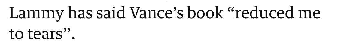 Lammy has said Vance's book "reduced me to tears"