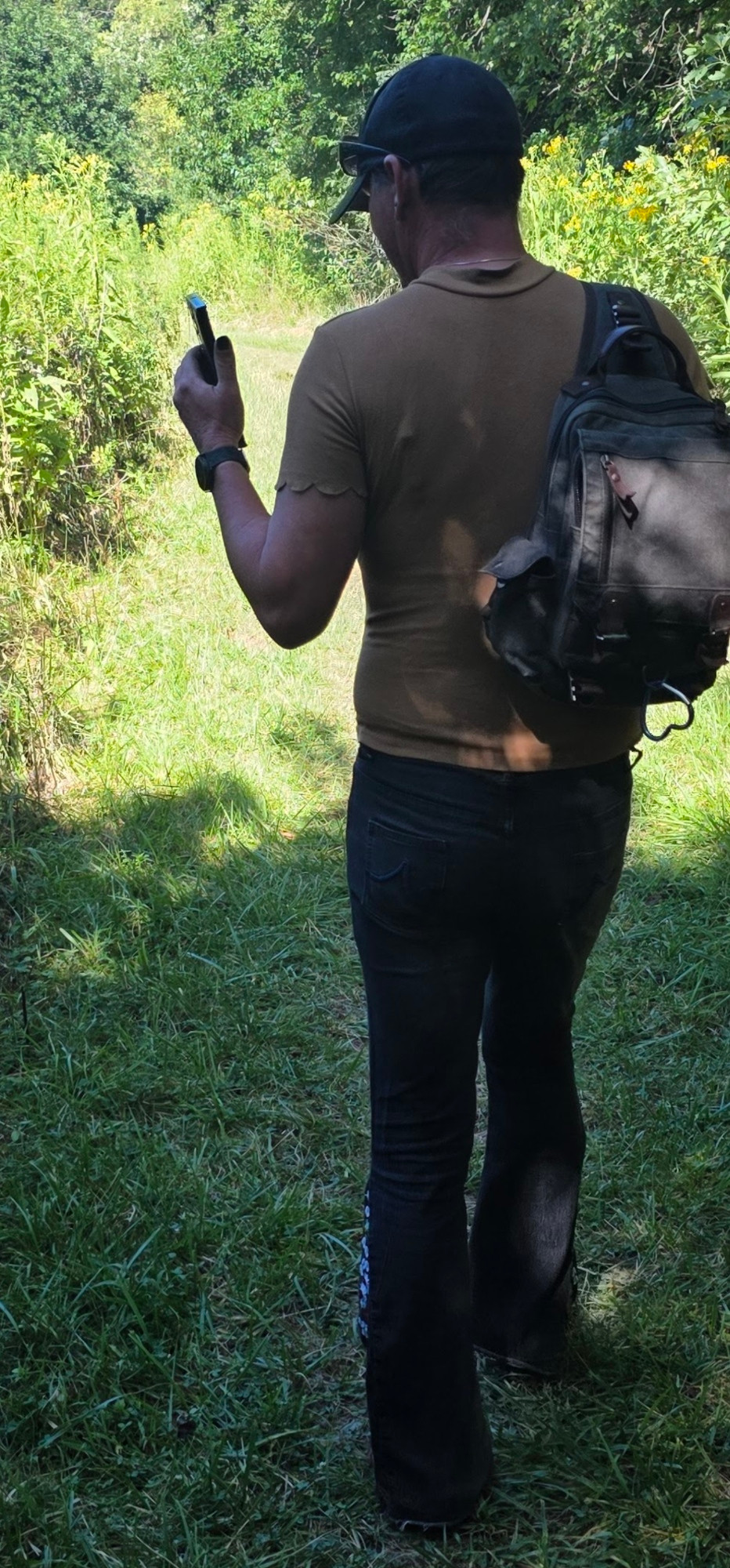 Person enjoying a mature walk 