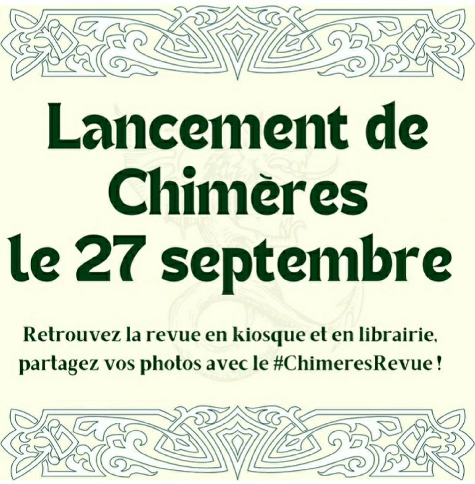 Lancement de Chimères le 27 septembre