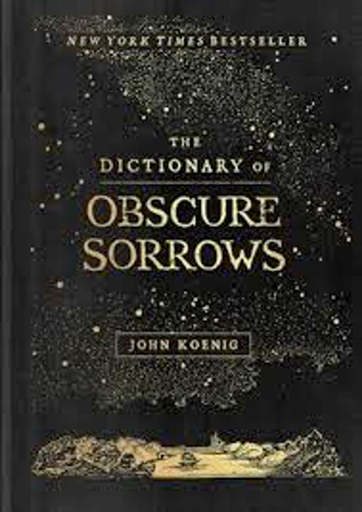 Front cover picture of the book "The Dictionary Of Obscure Sorrows" by John Koenig. Wikipedia says it's "an English word-construction project...seeking to coin and define neologisms for emotions not yet described in language. The project was launched as a website and YouTube channel, but was later compiled into a printed dictionary in 2021."