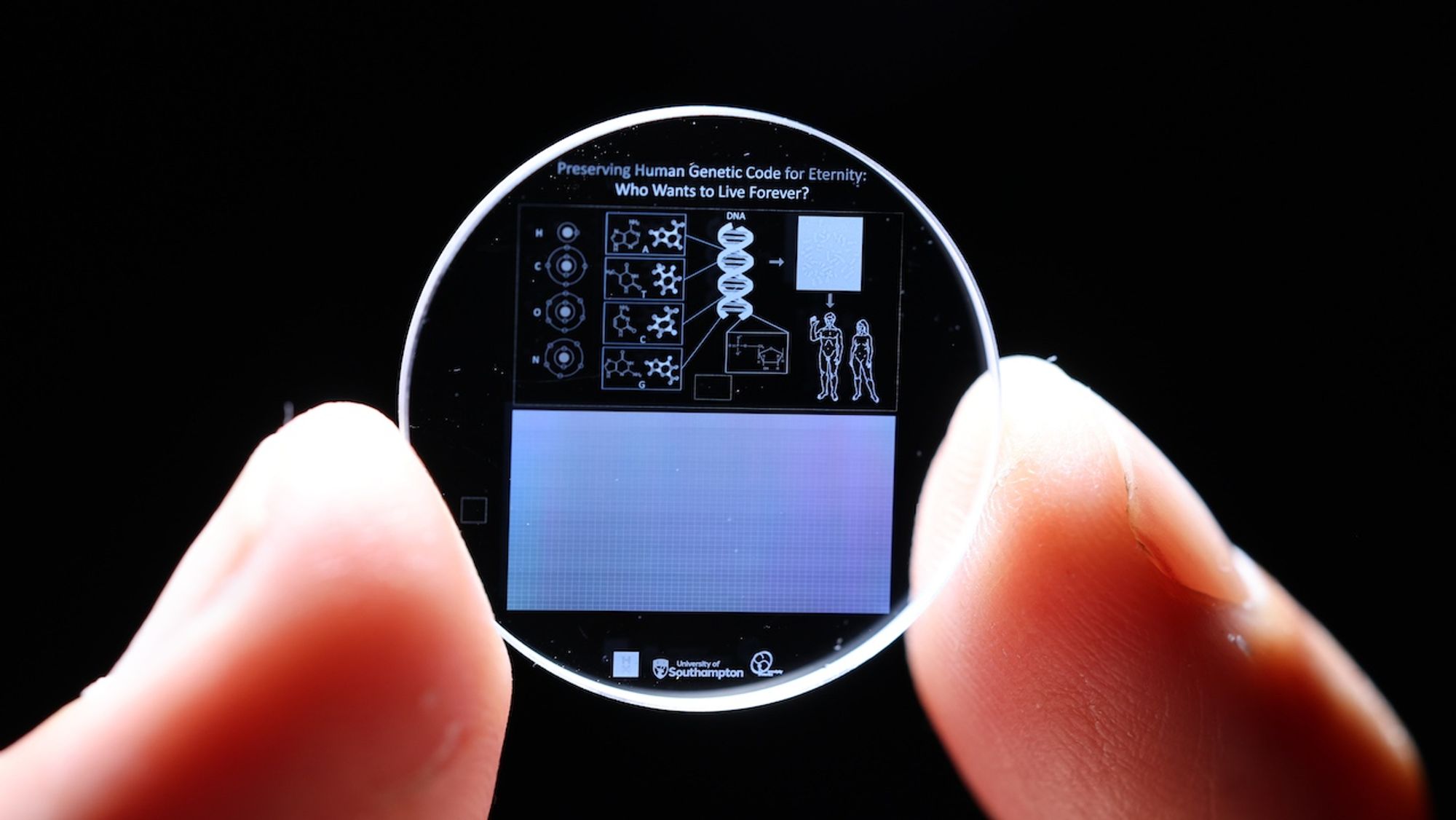 Memory Crystal engraved with the full Human Genome — created at the University of Southampton