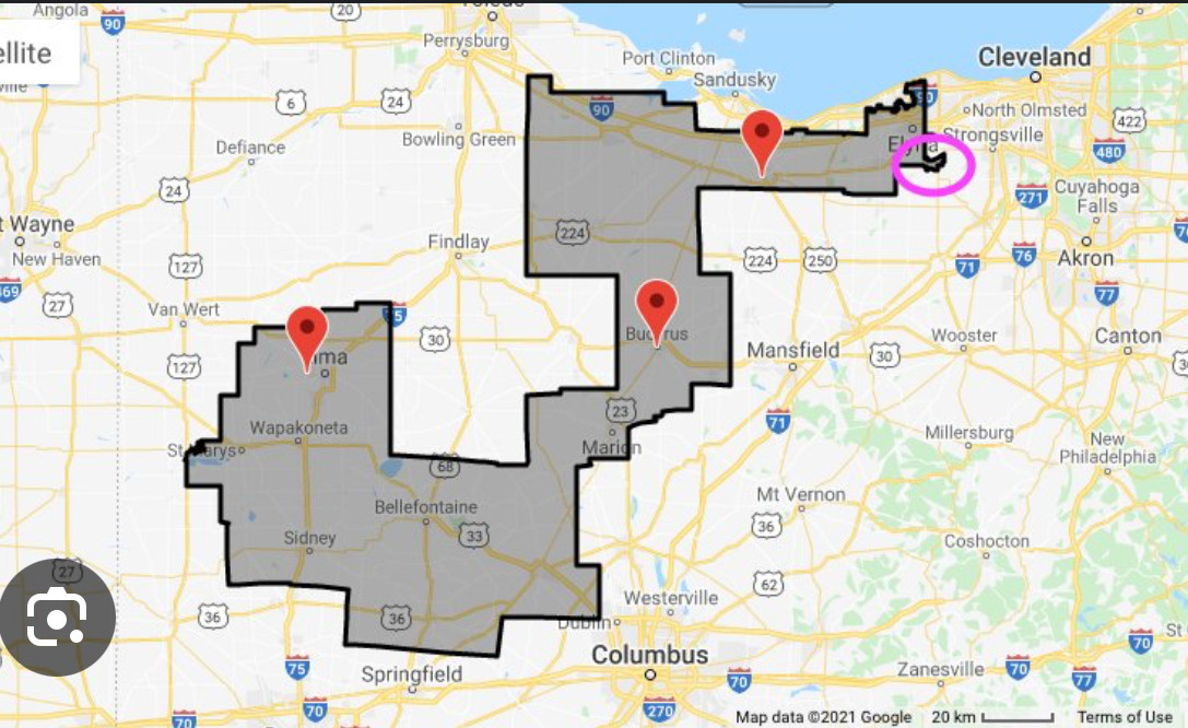 Map of Gym Jordan’s duck shaped district 