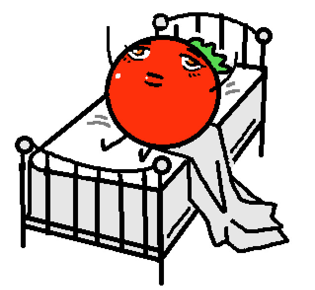 A large tomato is lying on a bed, its arms outstretched toward the sky. What if you woke up as a large Tomato? 