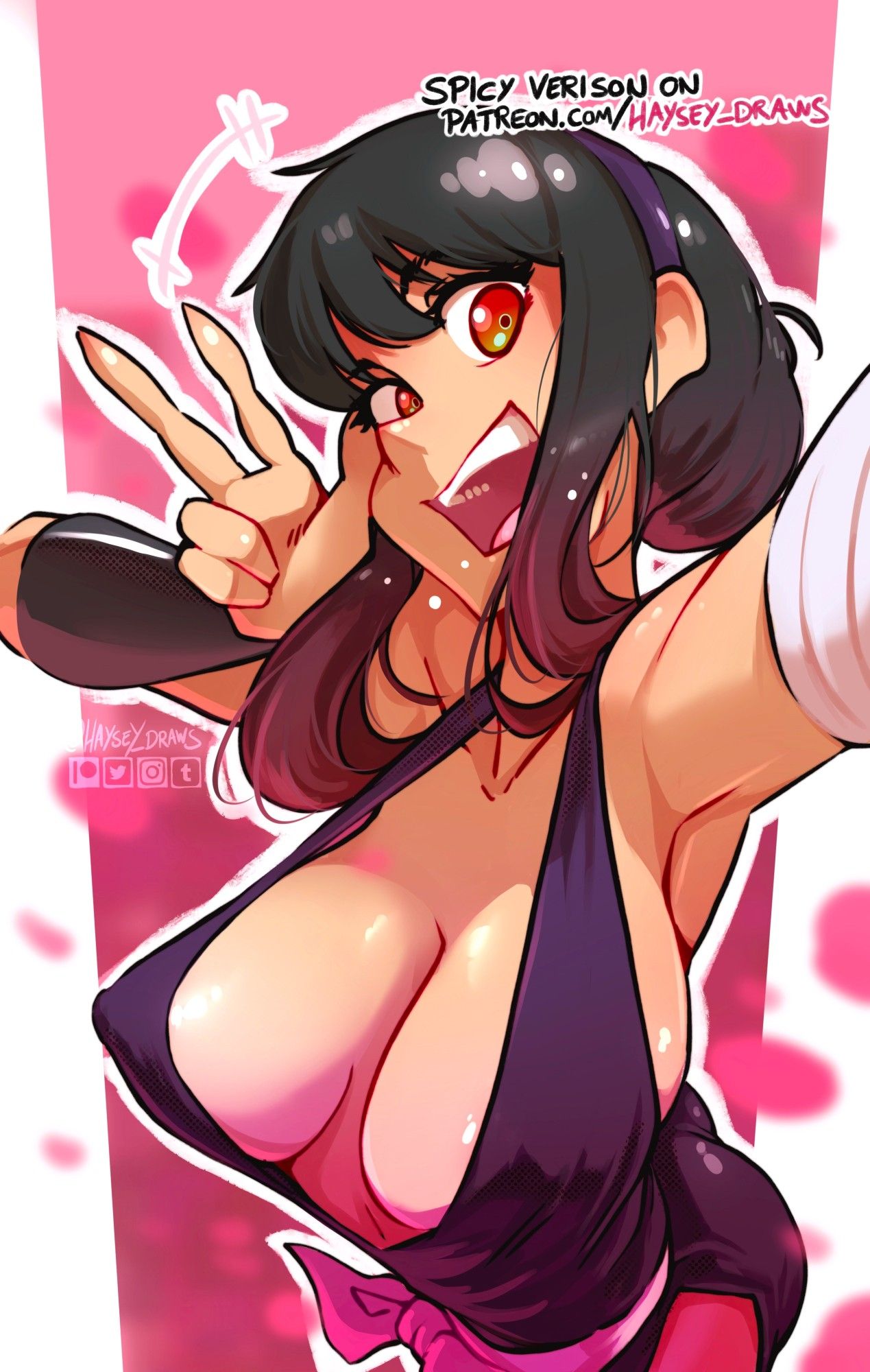 Ypr holding a peace sign while taking a selfie dressed as Yuzuriha