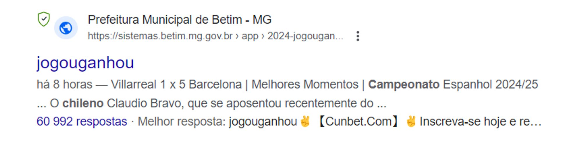 página falsa de apostas no domínio do site da prefeitura de Betim-MG