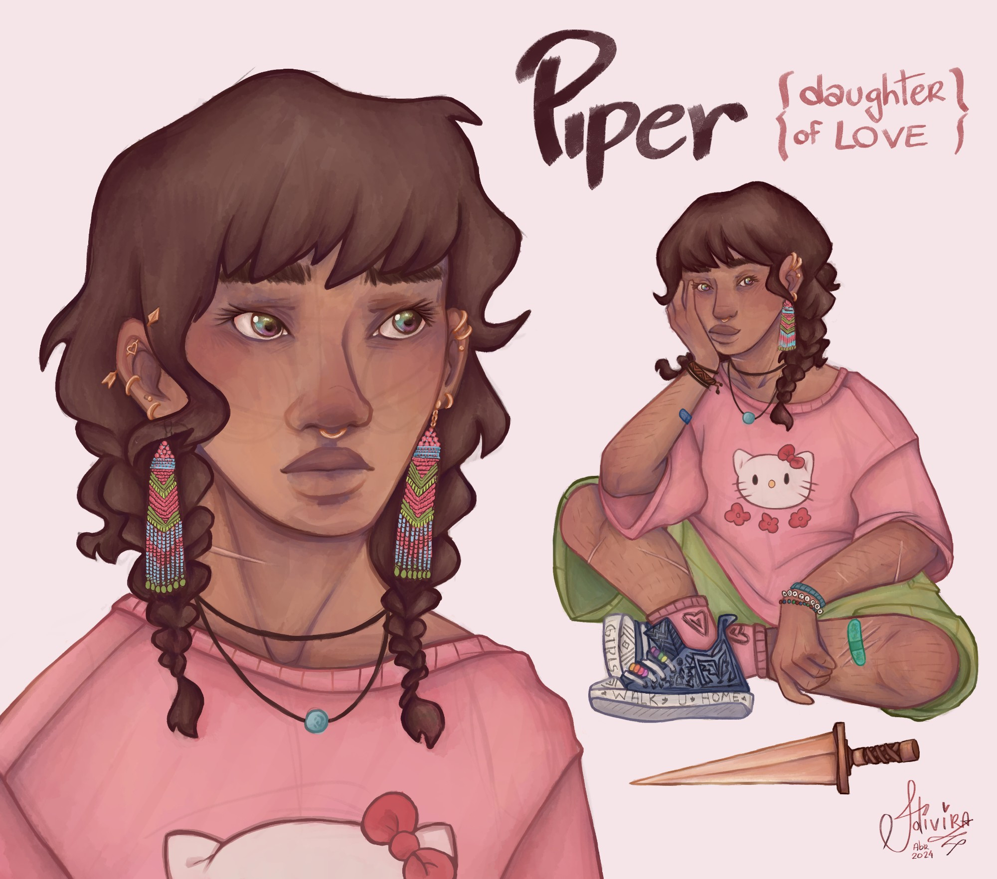 redesign de piper mclean, personagem de herois do olimpo