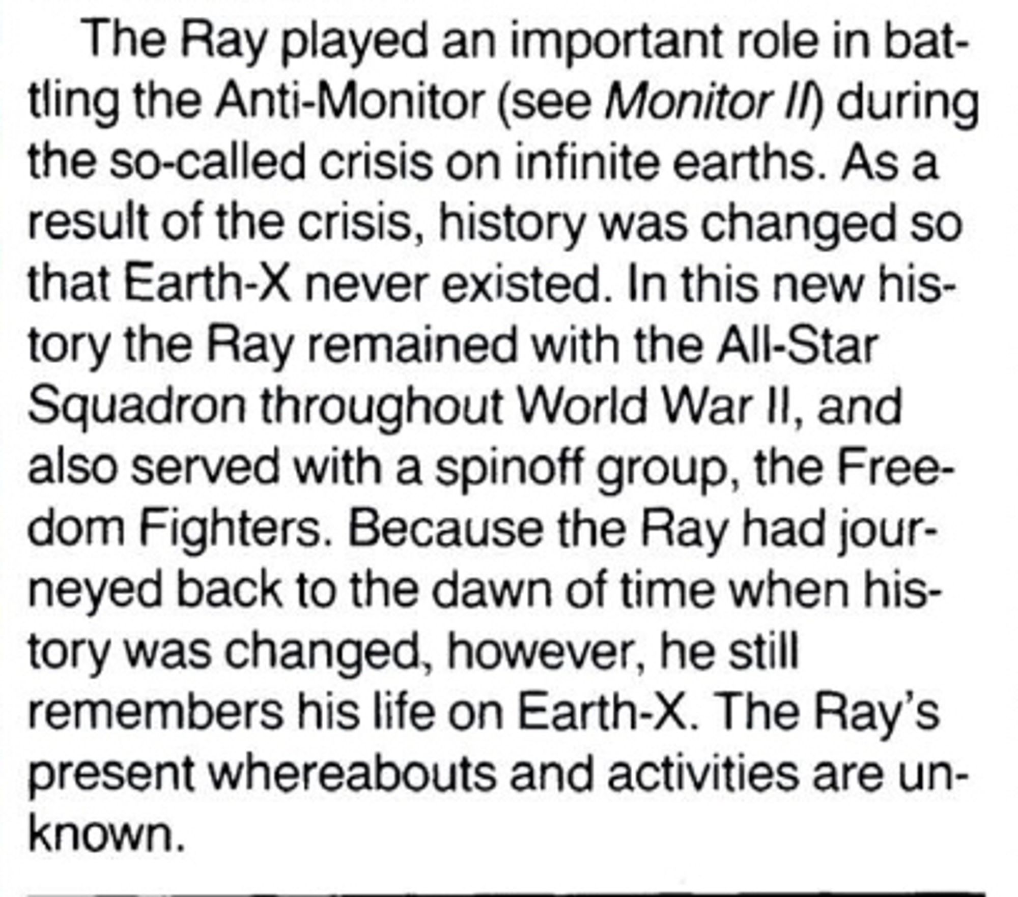 Hey, Ray’s status quo was changed by the Crisis. It’s true.