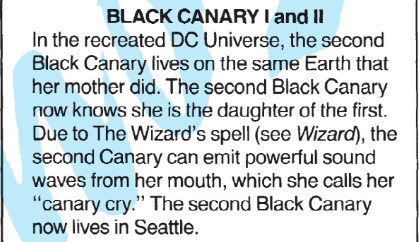 Black Canary does not have her mother’s memory in post Crisis continuity 