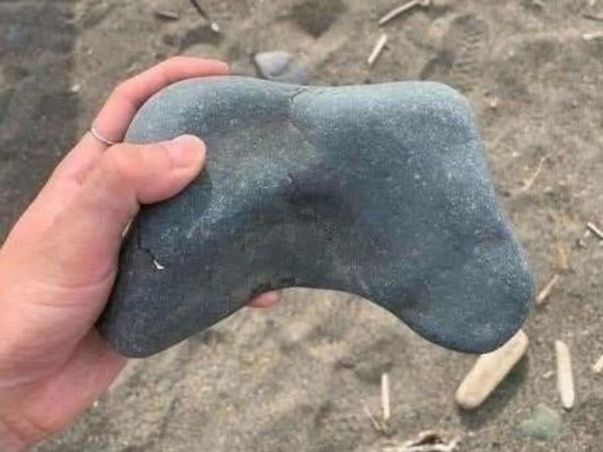 a rock shaped like a videogame controller