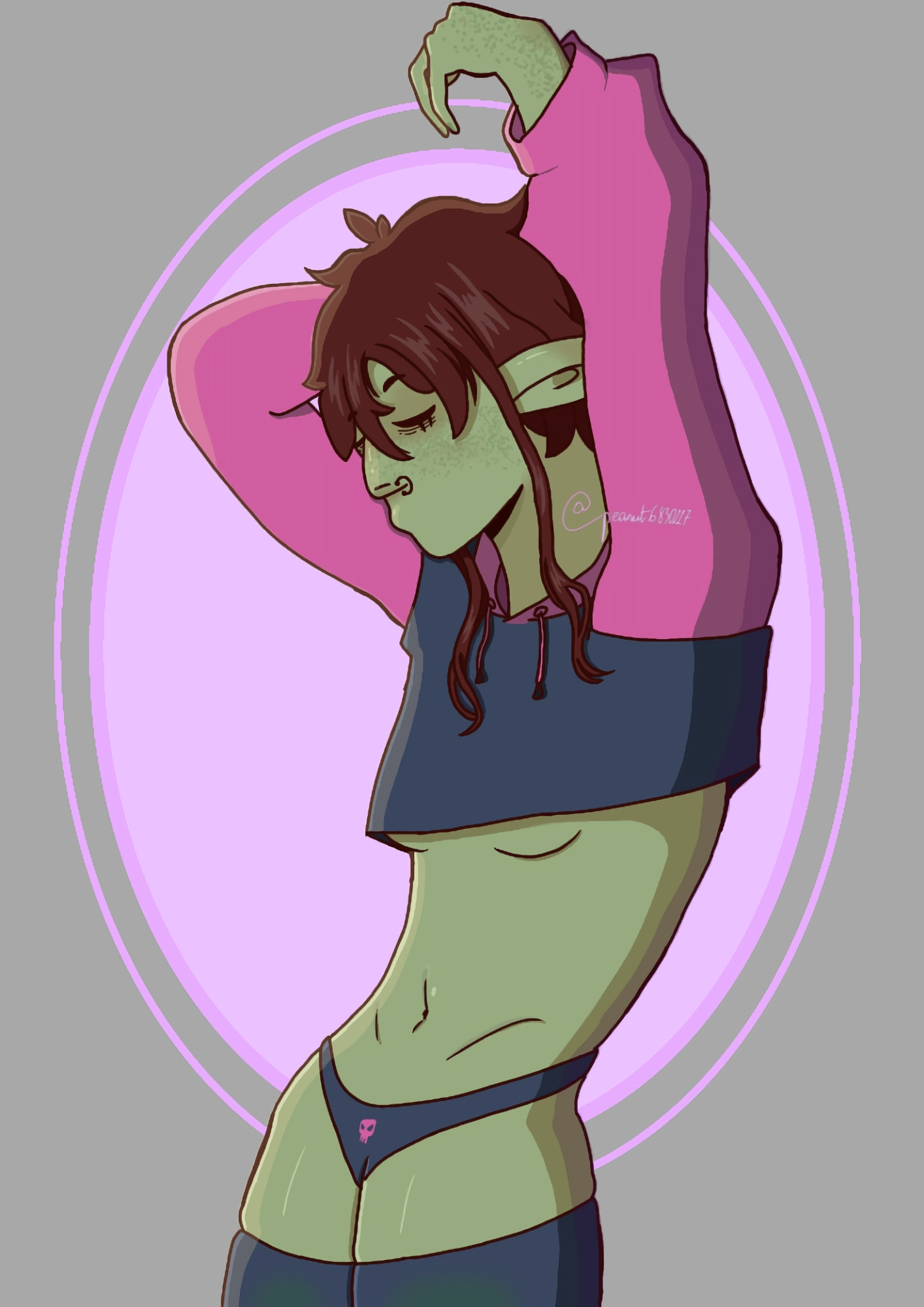 Suggestive art of my oc Oleana (they/them/it) I kinda hate it now but whatever lol