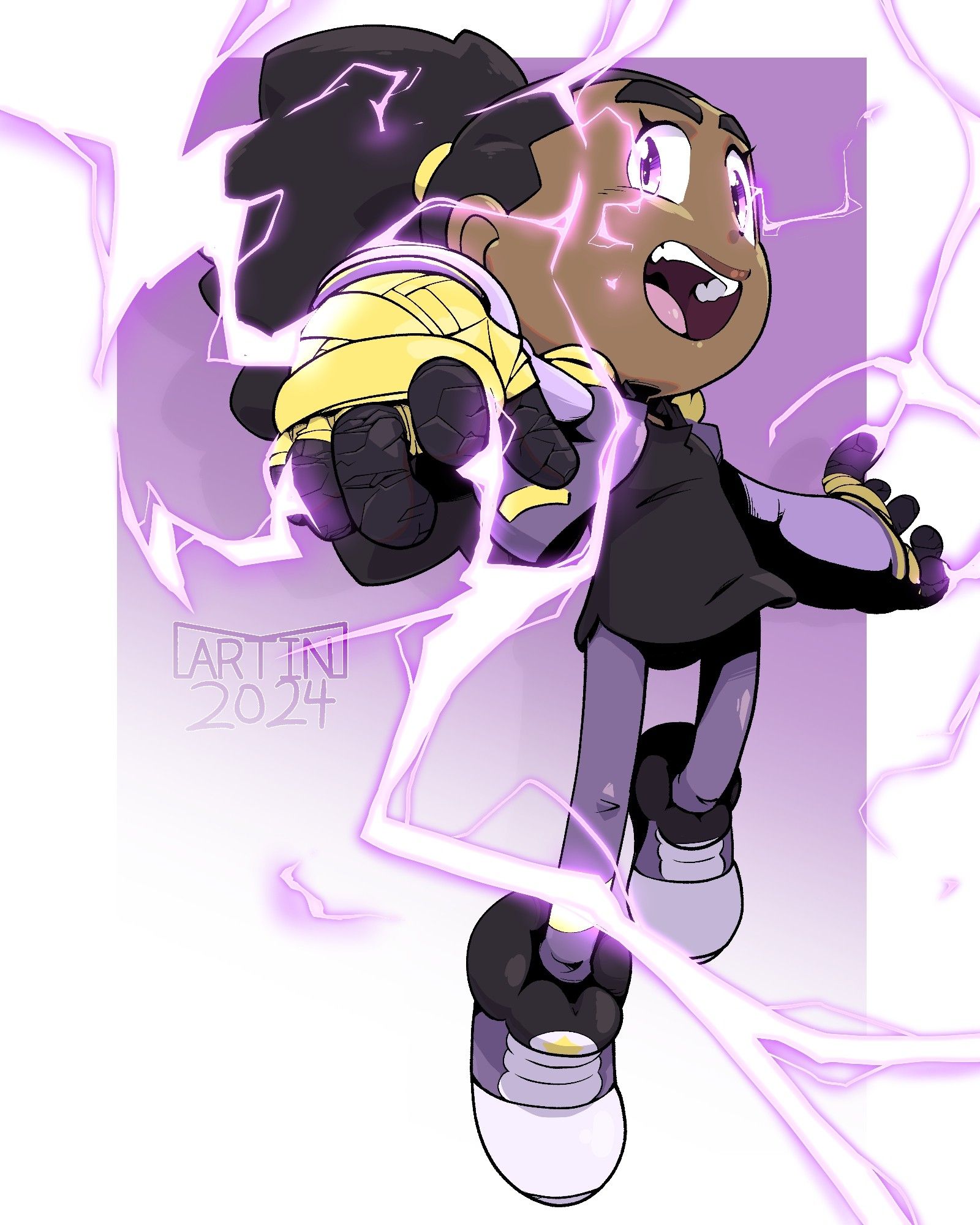 My oc: Illapa Bolt. She is the MC of a webcomic I am currently scripting. She is a fleet footed, speedy intellectual who was gifted an unruly power over lightning she seems to mostly reject.