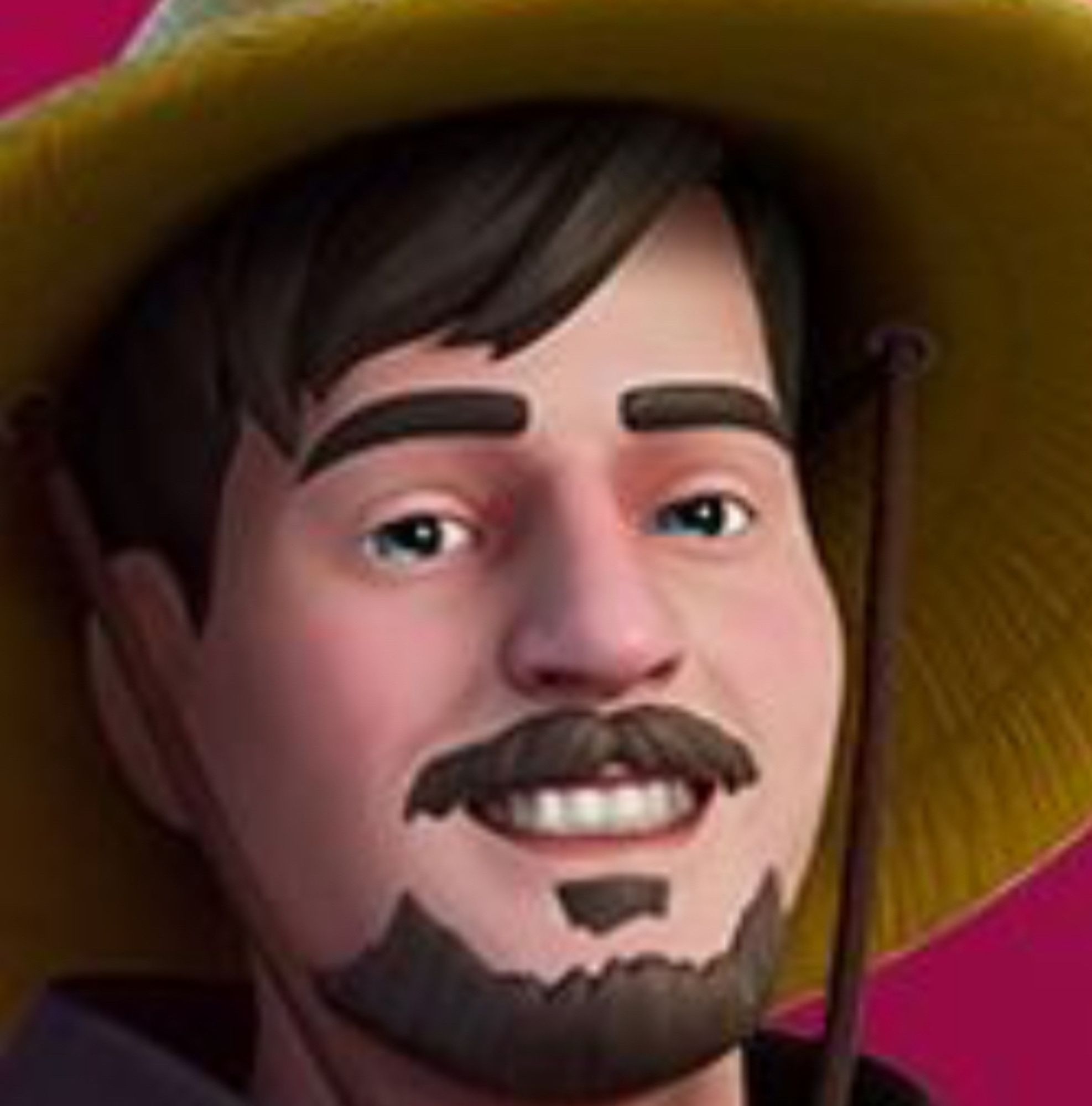 Zoomed in picture of Mr Beast in Fortnite. His eyes look very dead