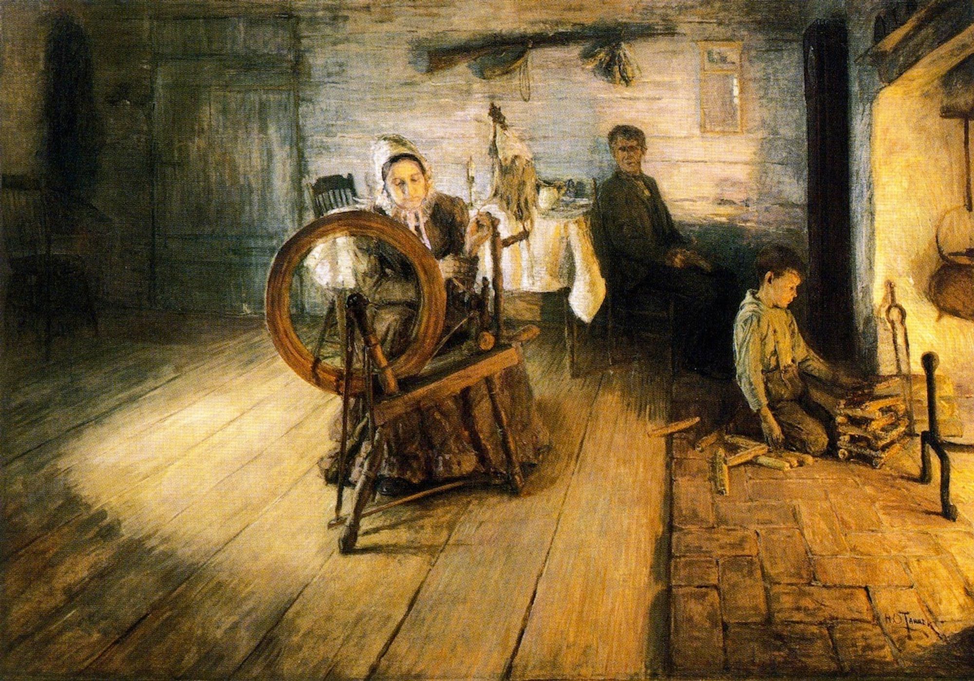 Spinning by Firelight - The Boyhood of George Washington Gray