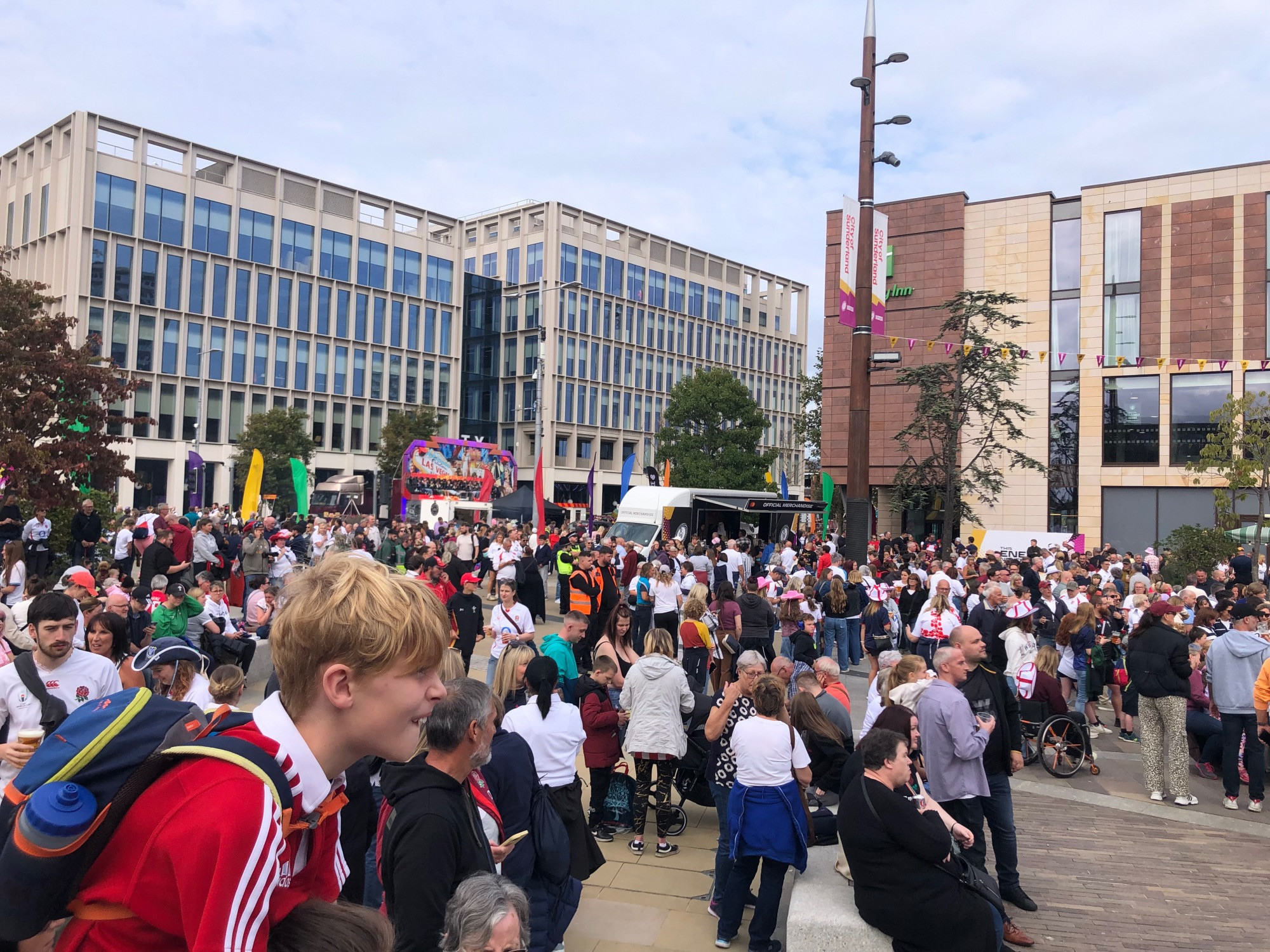 Fans in Keel Square, Sunderland ahead of the England vs USA game