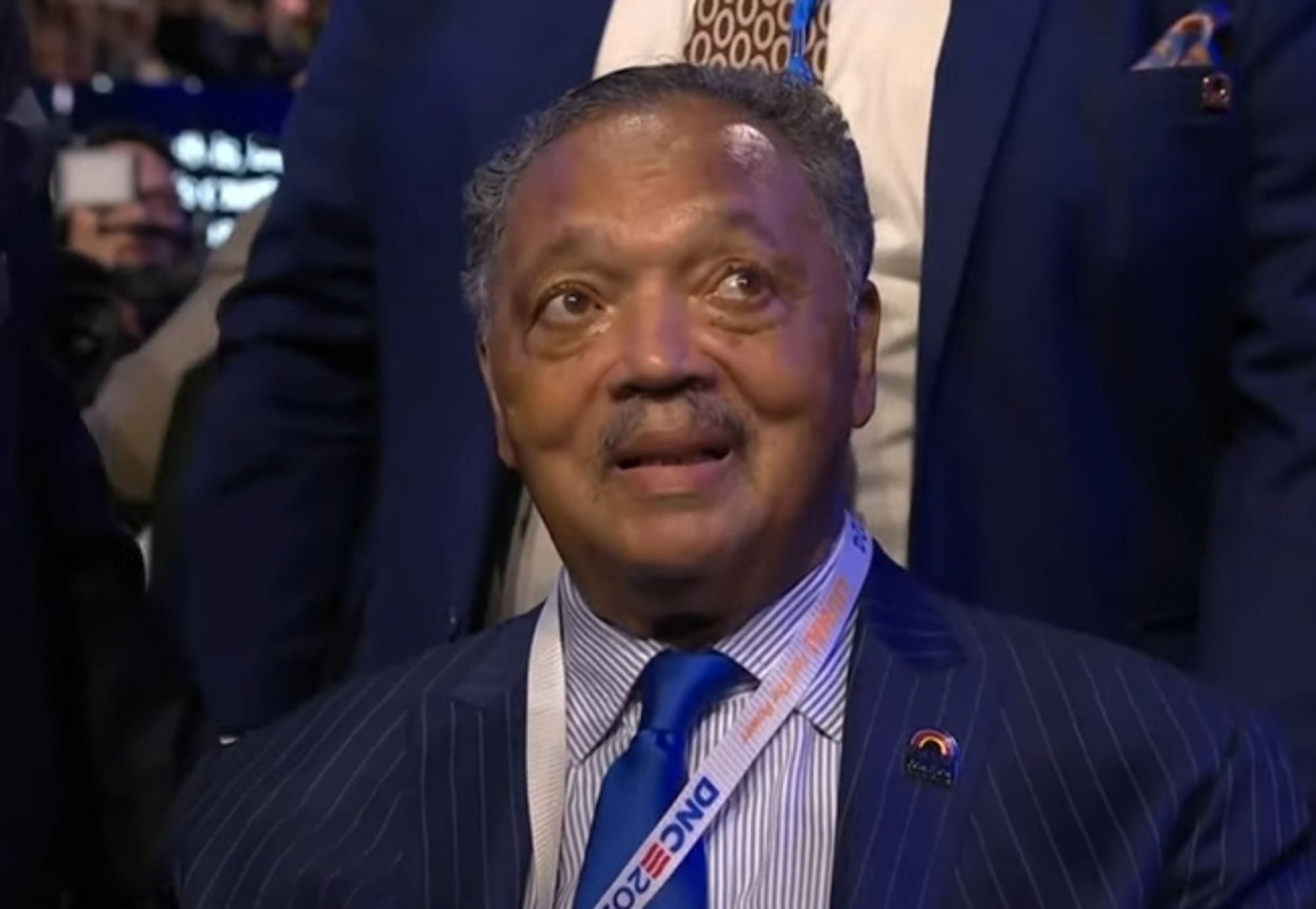 Picture of Rev. Jesse Jackson reacting to AOC's 2024 DNC speech.