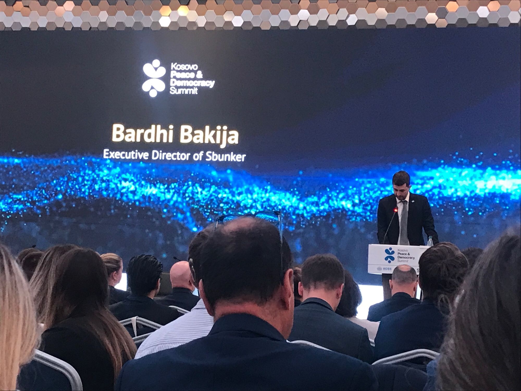 Bardhi Bakija exec fir of S’Bunker speaking at summit