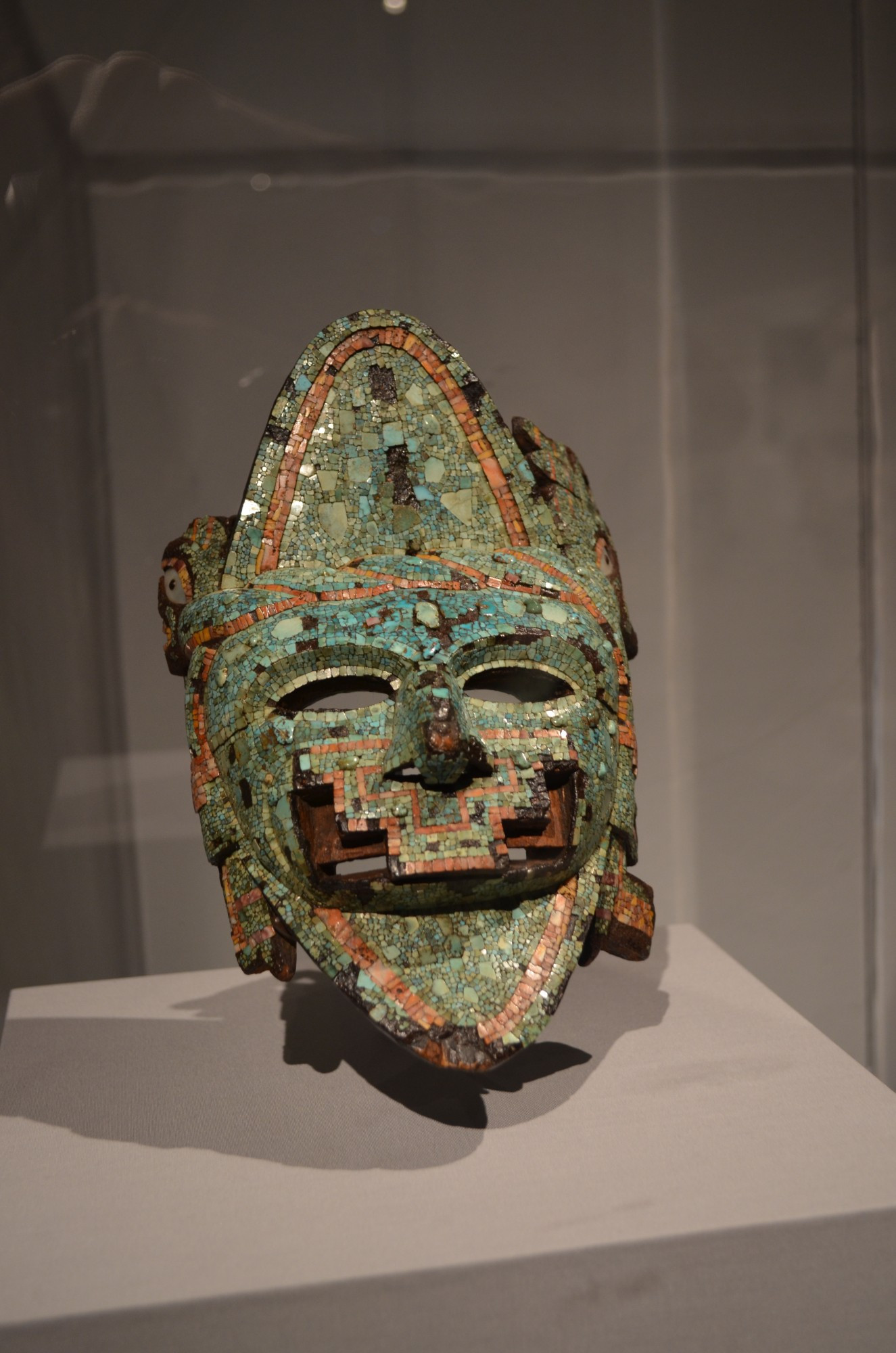 Mosaic Mask, Mixtec civilization, Photographed by me at Met Museum "Golden Kingdoms" exhibit (https://www.metmuseum.org/art/collection/search/722093)

Please feel free to use this photo for whatever! Just keep in mind this will be downscaled by Bluesky and I haven't done color correction yet, feel free to ask me if you want the full resolution RAW files!