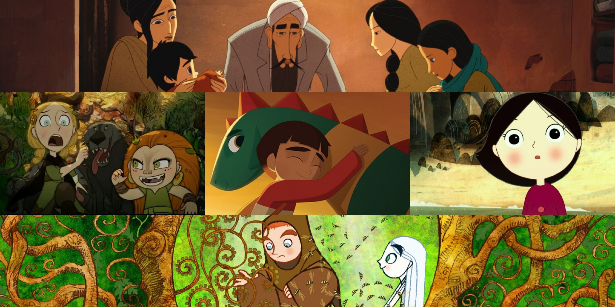 Cartoon Saloon animated movies
The Breadwinner [top]
Wolfwalkers [middle left]
My Father's Dragon [middle center]
Song of the Sea [middle right]
The Secret of Kells [bottom]